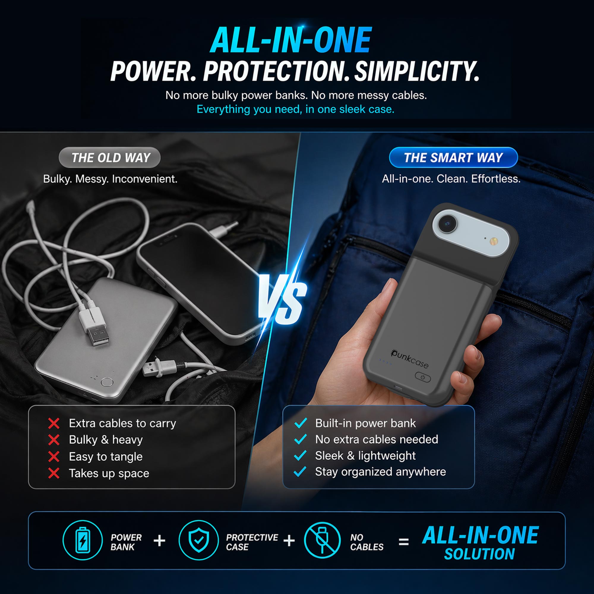 iPhone 17 Air Battery Case, PunkJuice 6000mah Fast Charging Case [Grey]