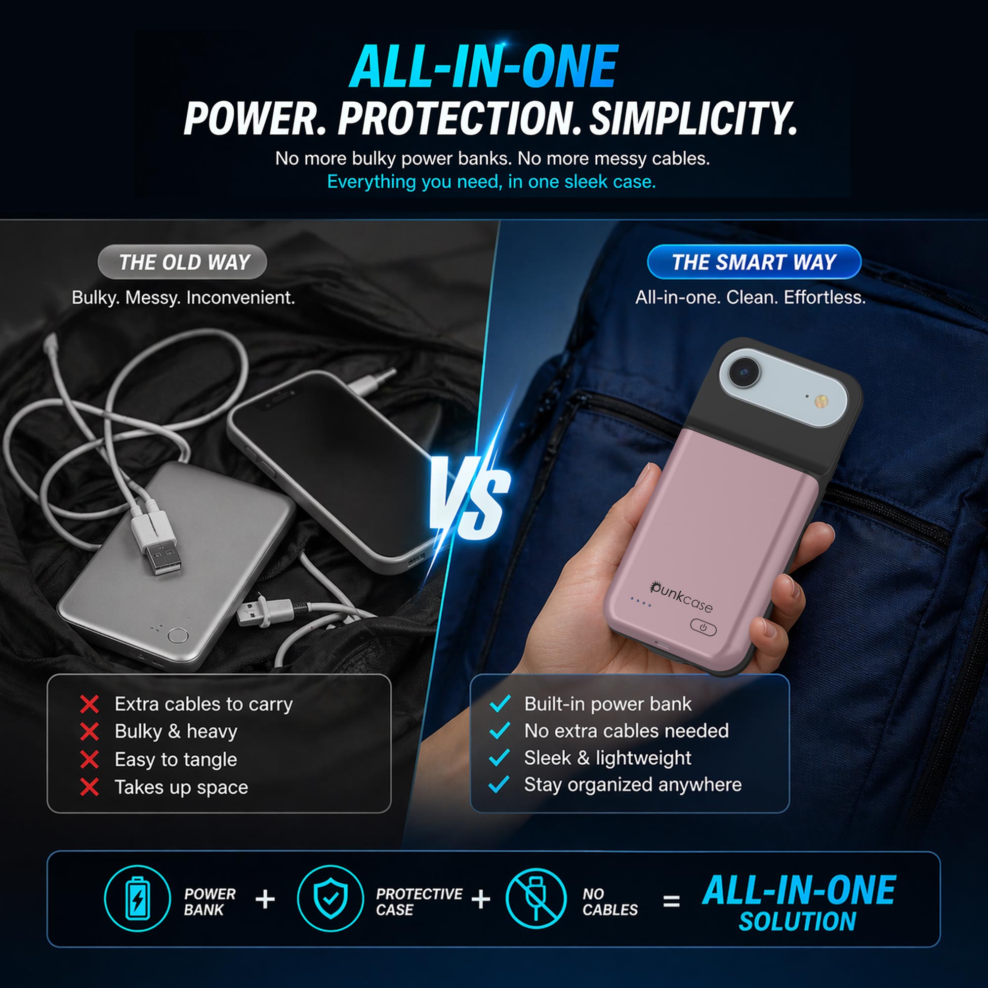 iPhone 17 Air Battery Case, PunkJuice 6000mah Fast Charging Case [Rose-Gold]