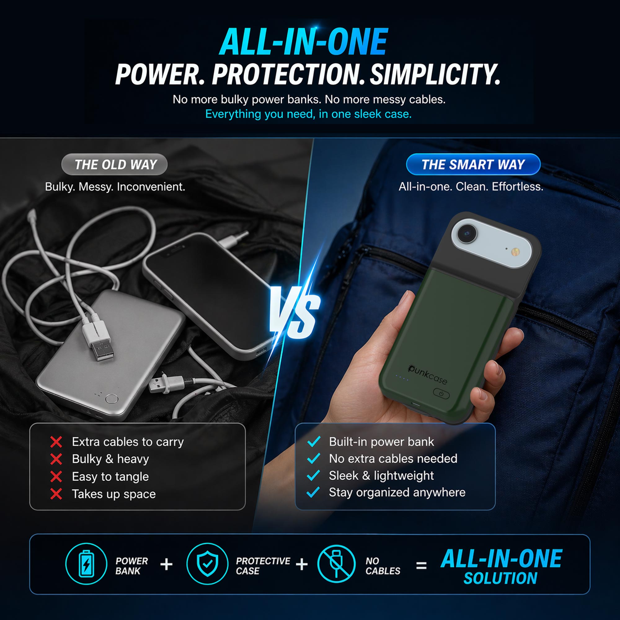 iPhone 17 Air Battery Case, PunkJuice 6000mah Fast Charging Case [Green]