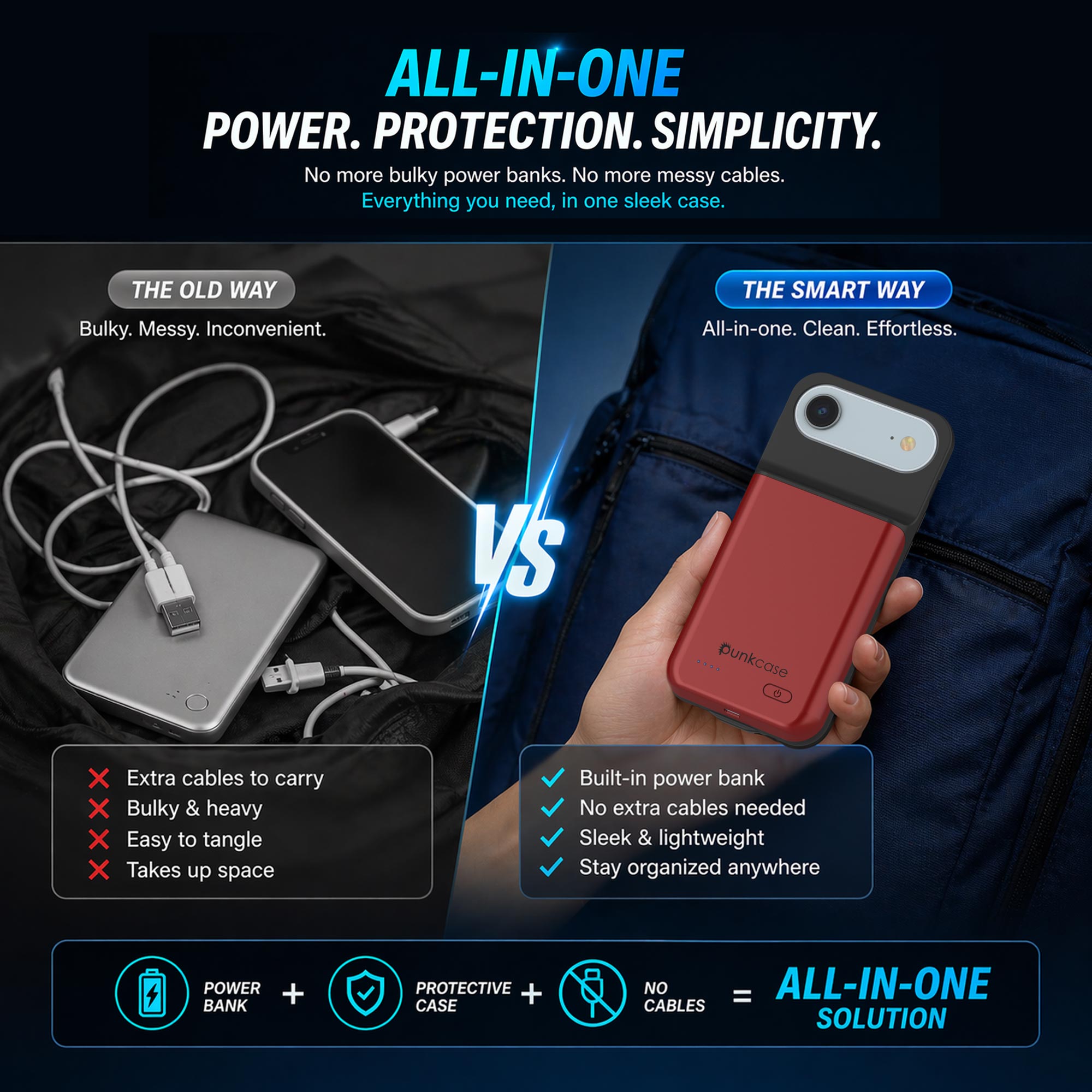 iPhone 17 Air Battery Case, PunkJuice 6000mah Fast Charging Case [Red]
