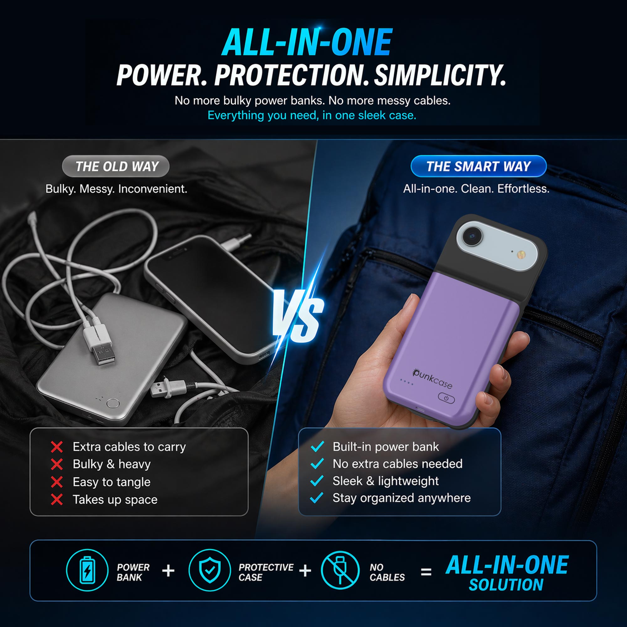 iPhone 17 Air Battery Case, PunkJuice 6000mah Fast Charging Case [Purple]