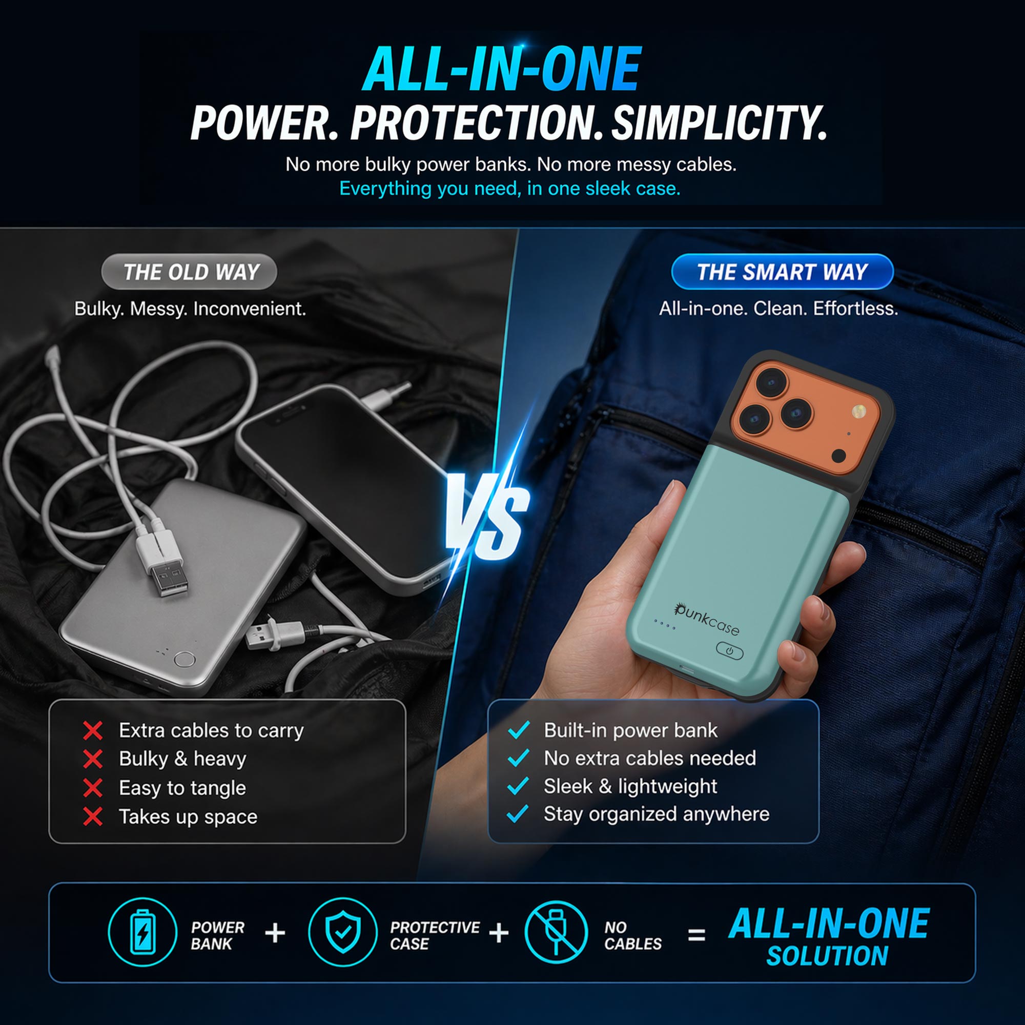 iPhone 17 Pro Max Battery Case, PunkJuice 6000mah Fast Charging Case [Teal]