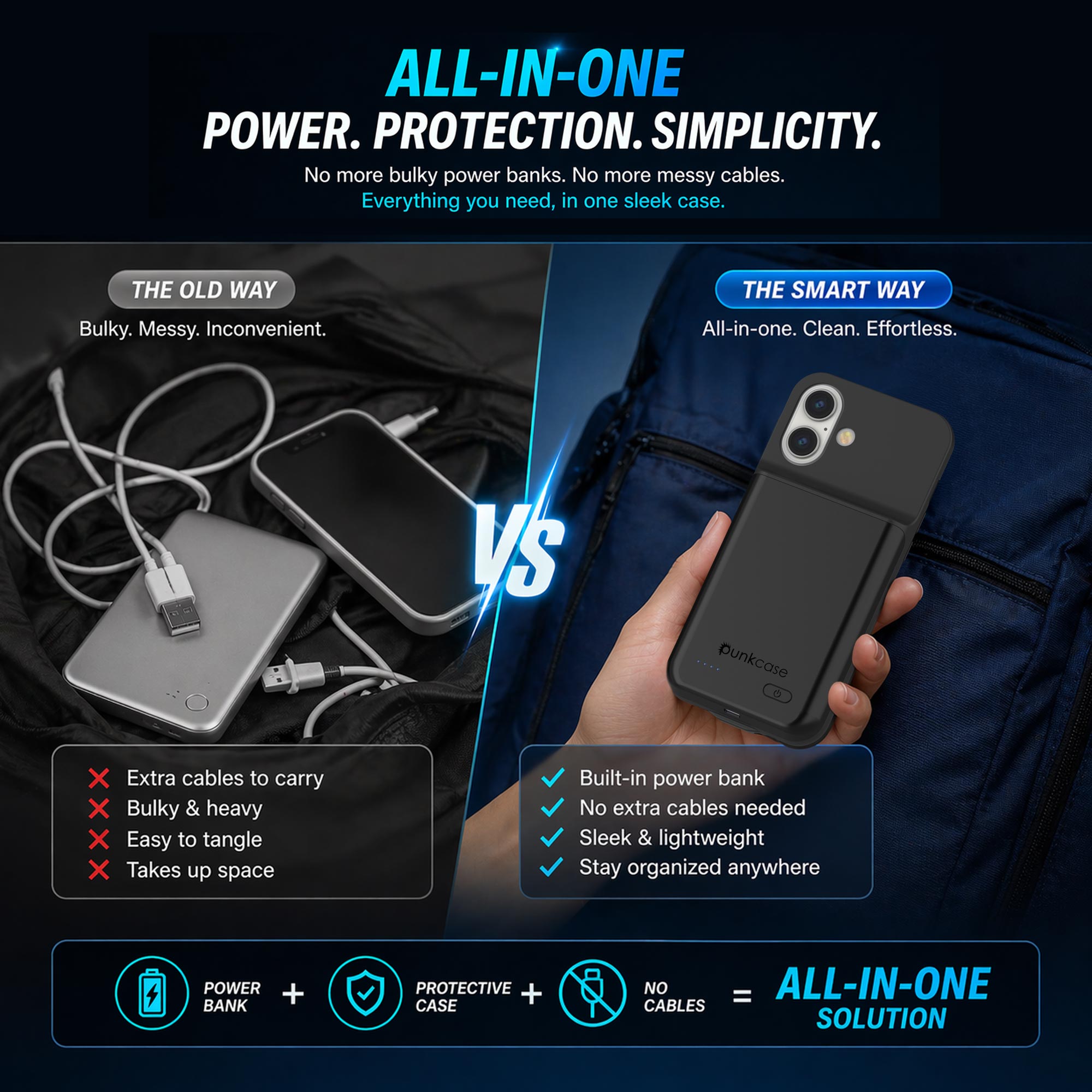 iPhone 17 Battery Case, PunkJuice 5000mAH Fast Charging Case [Black]