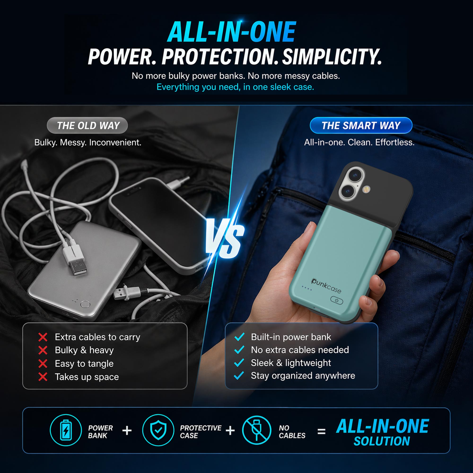 iPhone 17 Battery Case, PunkJuice 5000mAH Fast Charging Case [Teal]