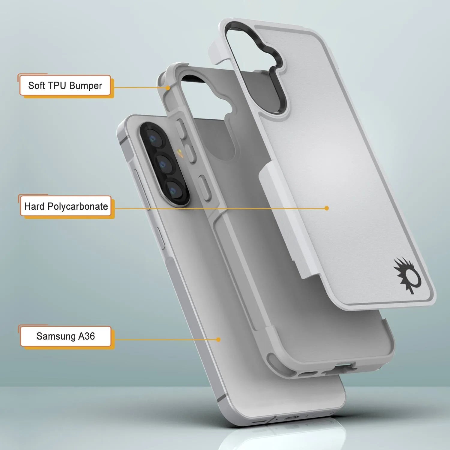 PunkCase Galaxy A36 Case, [Spartan 2.0 Series] Clear Rugged Heavy Duty Cover [White]