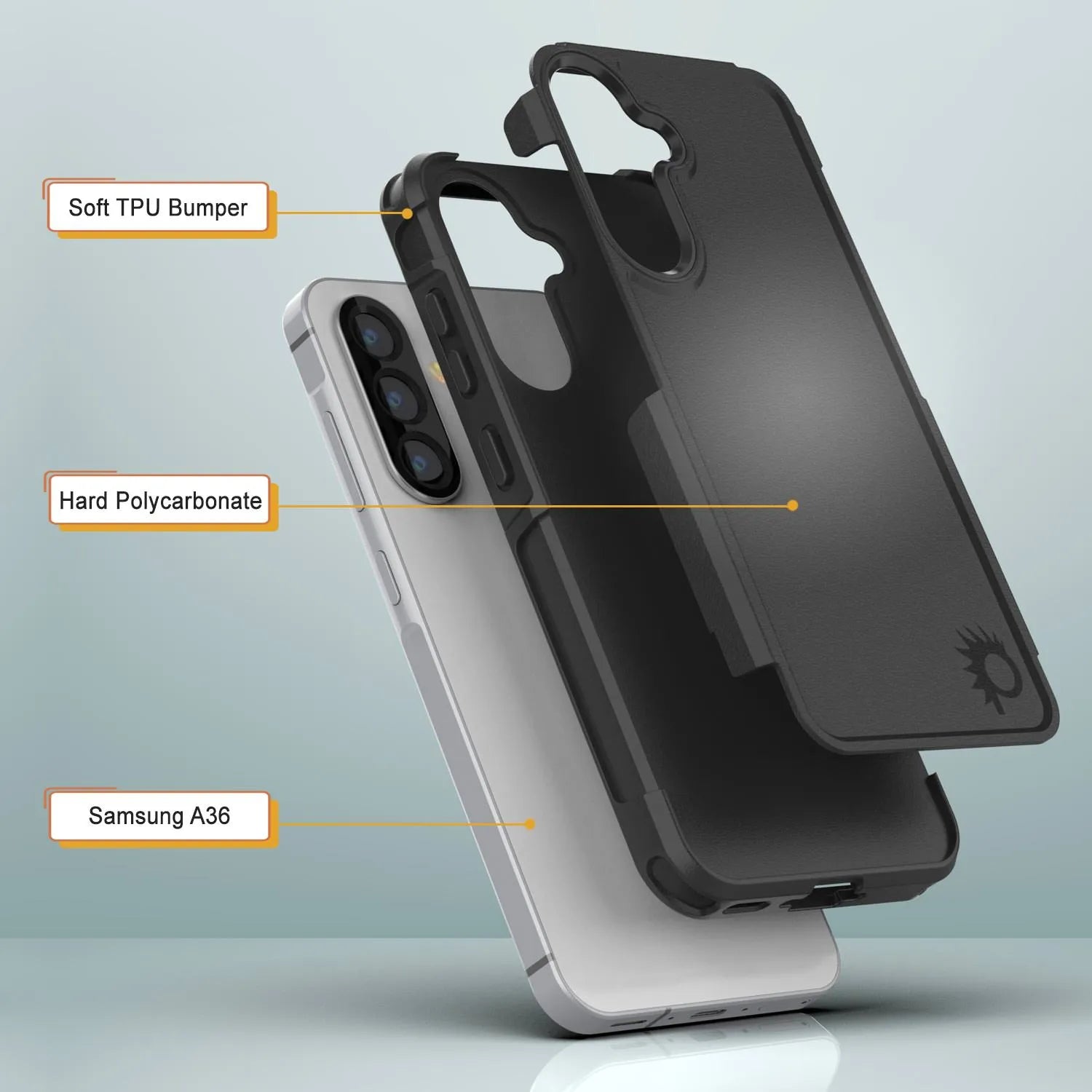 PunkCase Galaxy A36 Case, [Spartan 2.0 Series] Clear Rugged Heavy Duty Cover [Black]