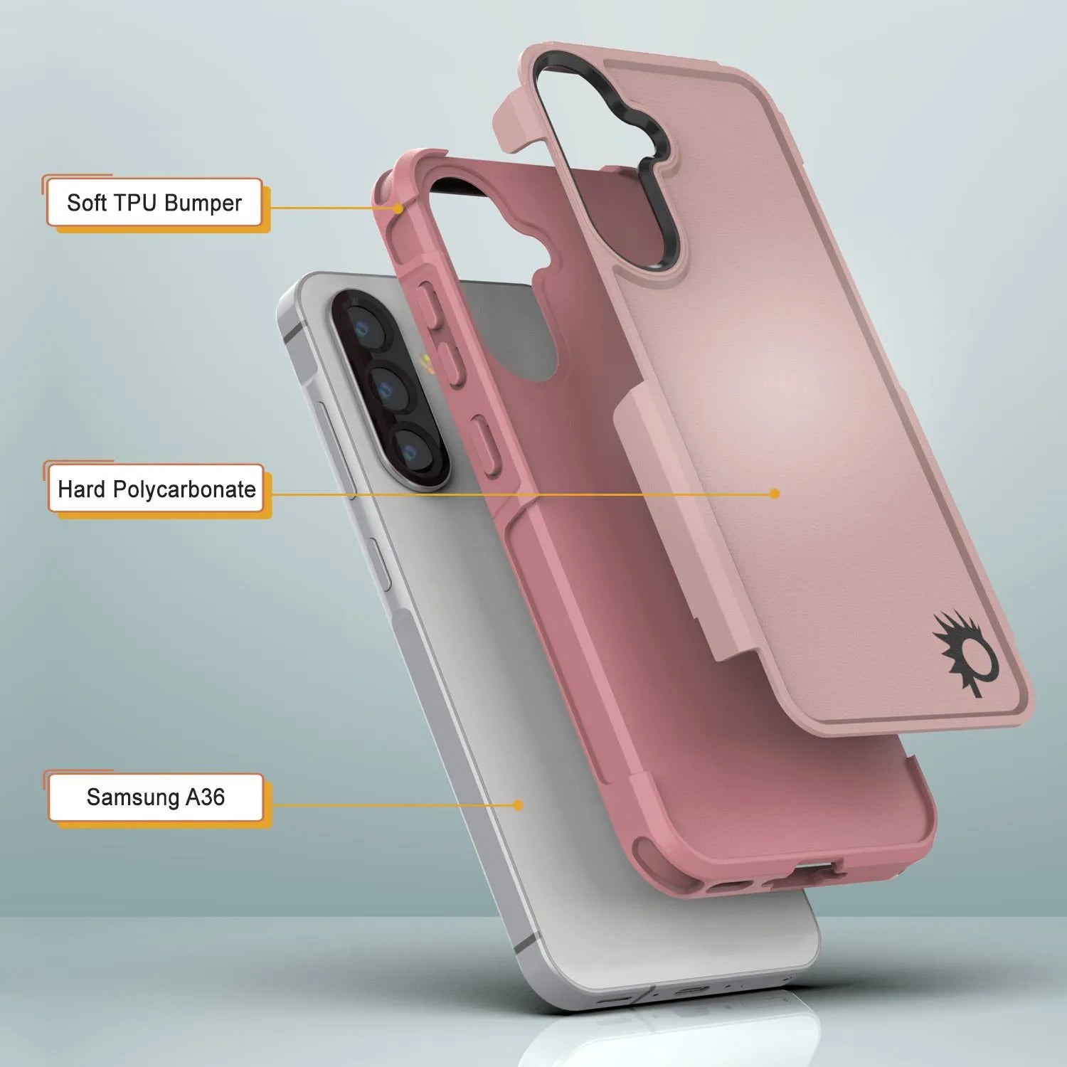 PunkCase Galaxy A36 Case, [Spartan 2.0 Series] Clear Rugged Heavy Duty Cover [Pink]