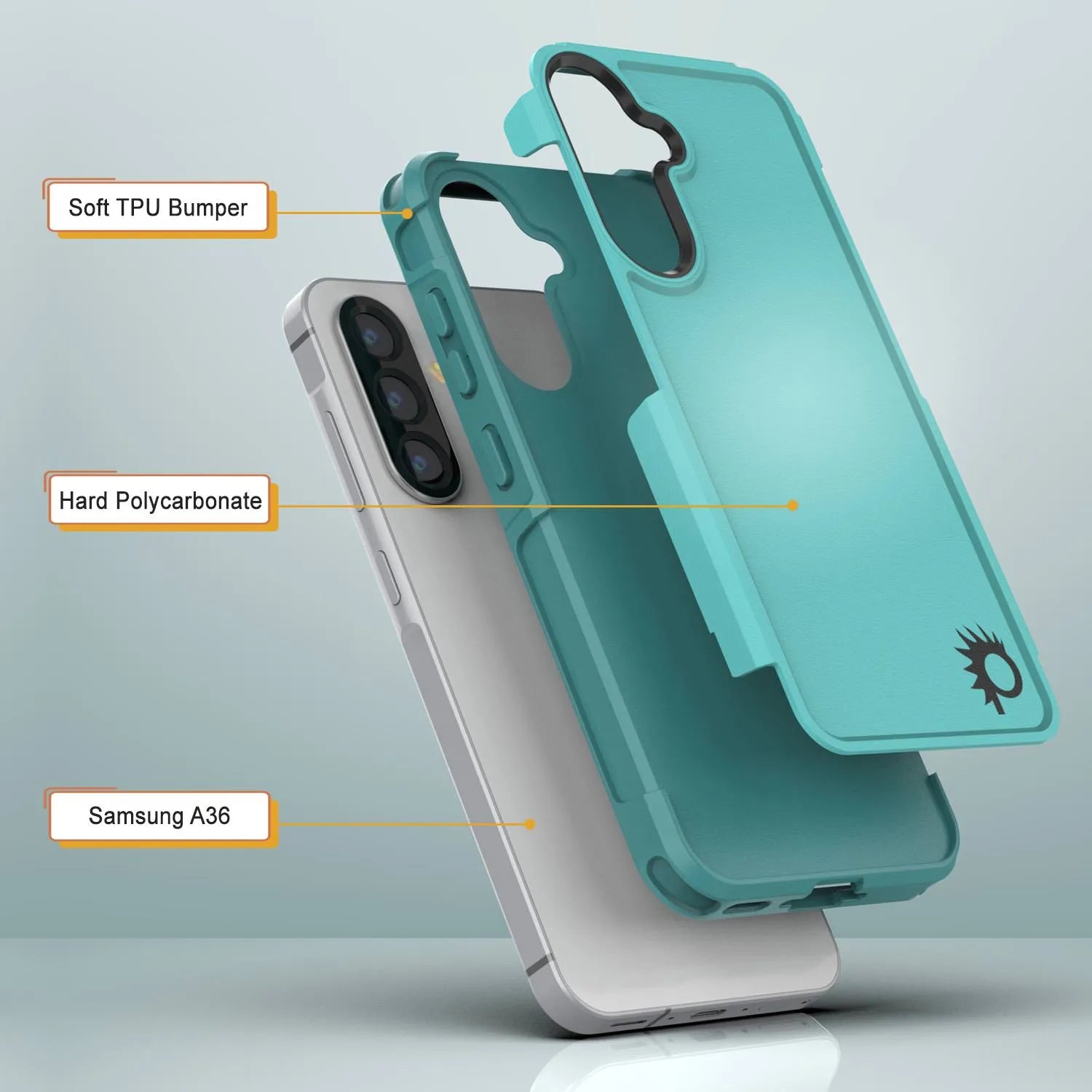 PunkCase Galaxy A36 Case, [Spartan 2.0 Series] Clear Rugged Heavy Duty Cover [Light Blue]