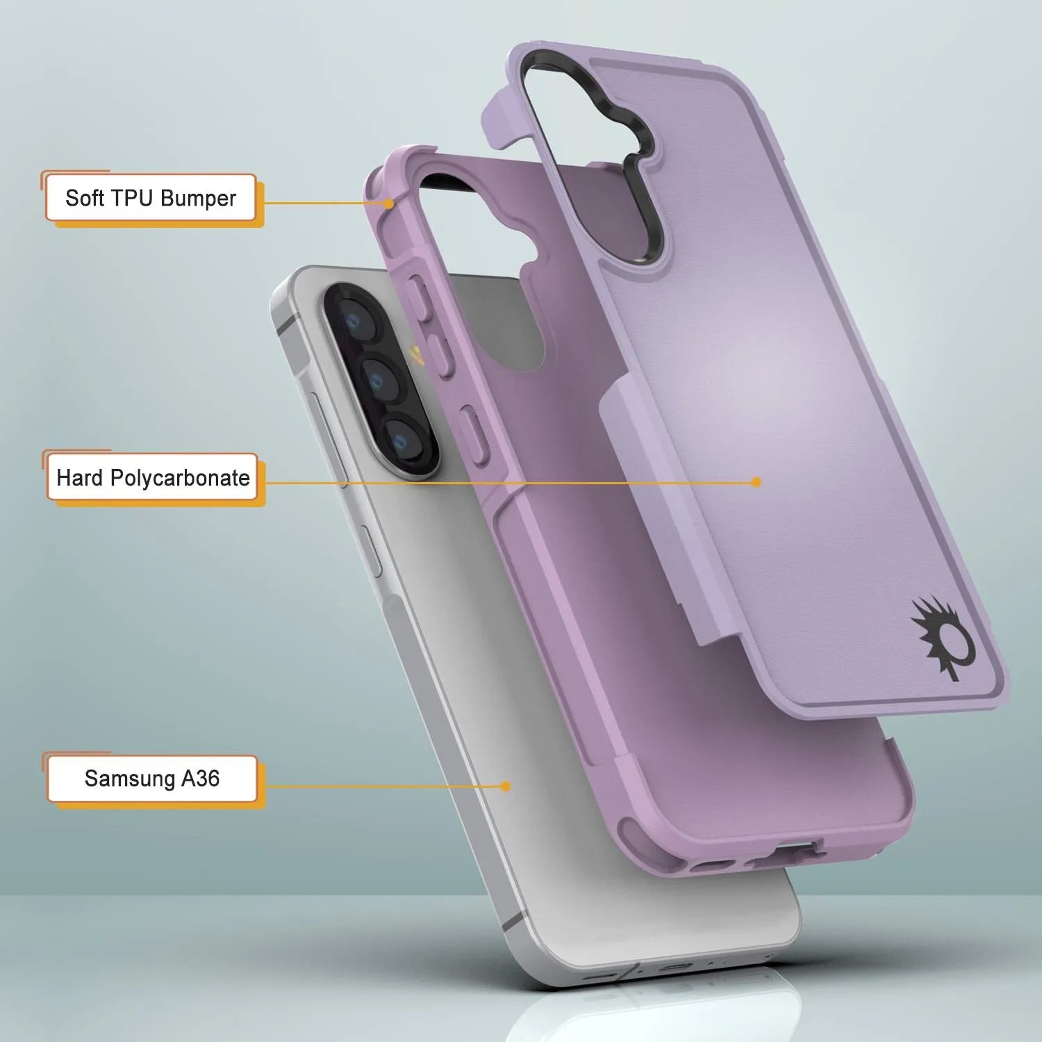 PunkCase Galaxy A36 Case, [Spartan 2.0 Series] Clear Rugged Heavy Duty Cover [Lilac]