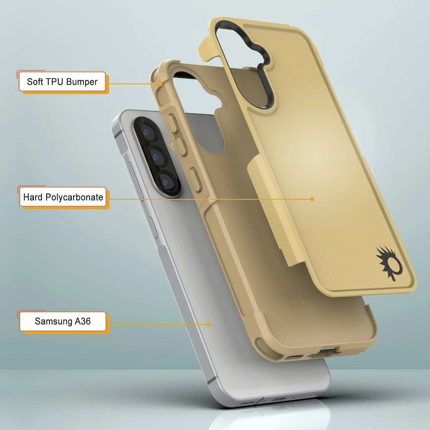 PunkCase Galaxy A36 Case, [Spartan 2.0 Series] Clear Rugged Heavy Duty Cover [Yellow]