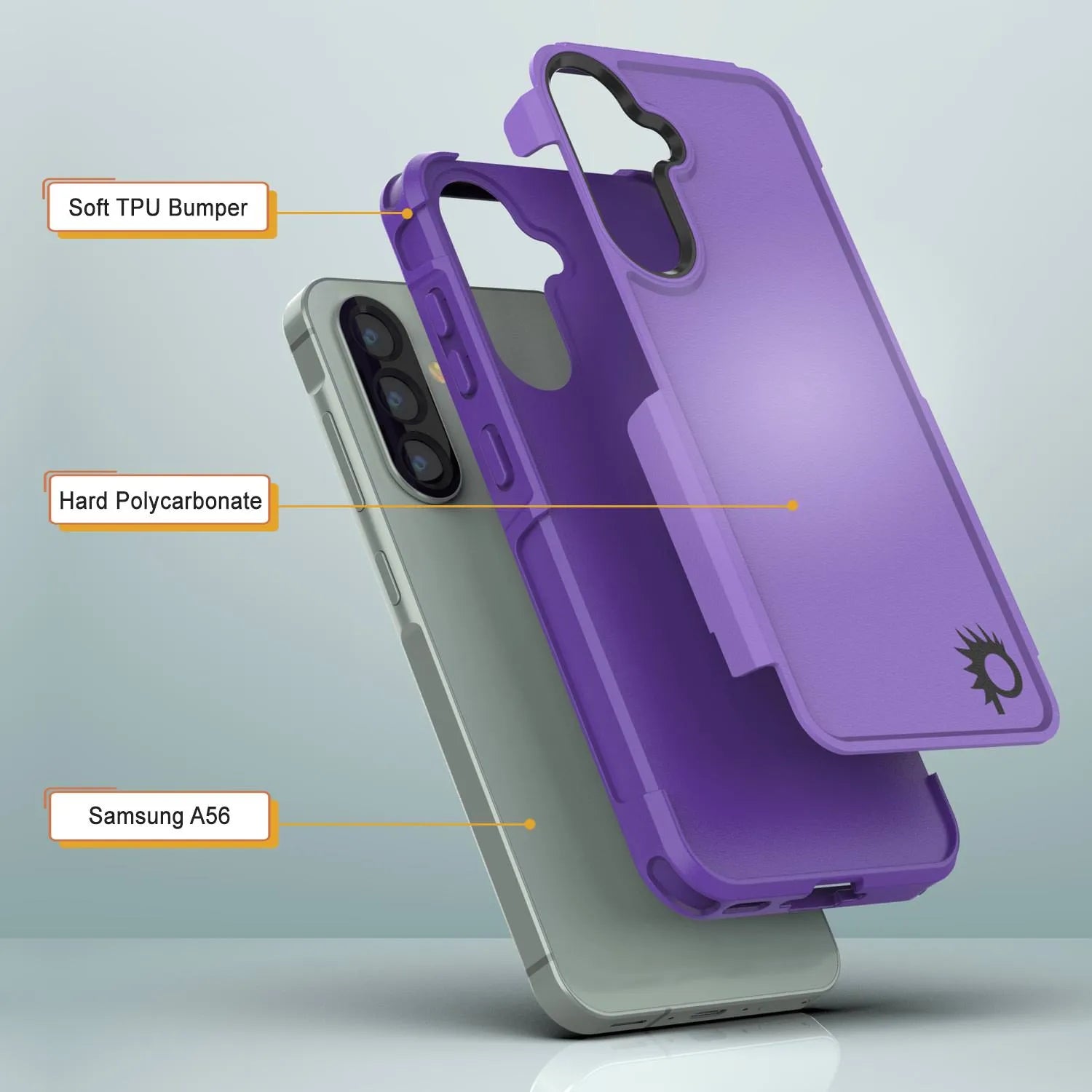 PunkCase Galaxy A56 Case, [Spartan 2.0 Series] Clear Rugged Heavy Duty Cover [Purple]