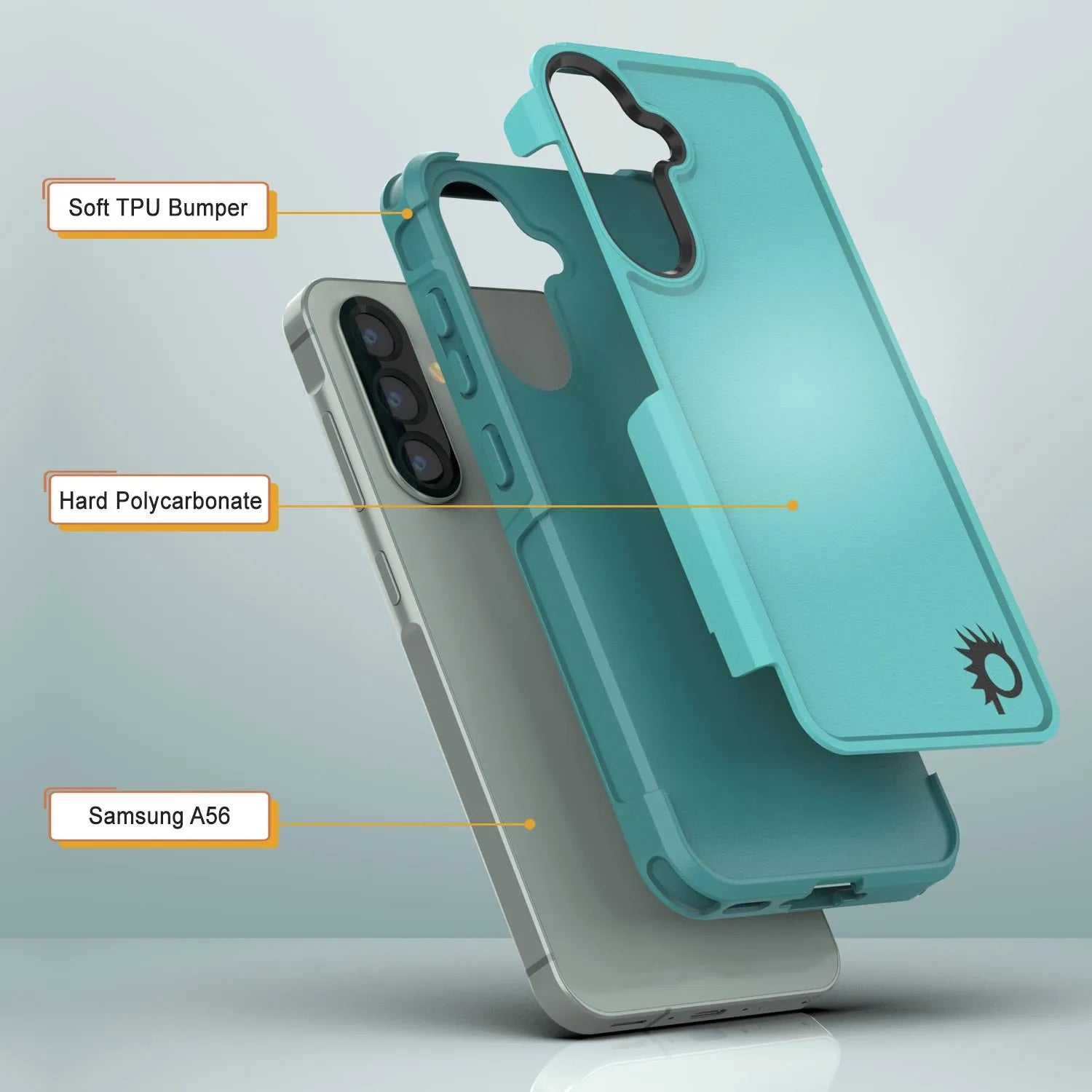 PunkCase Galaxy A56 Case, [Spartan 2.0 Series] Clear Rugged Heavy Duty Cover [Light Blue]