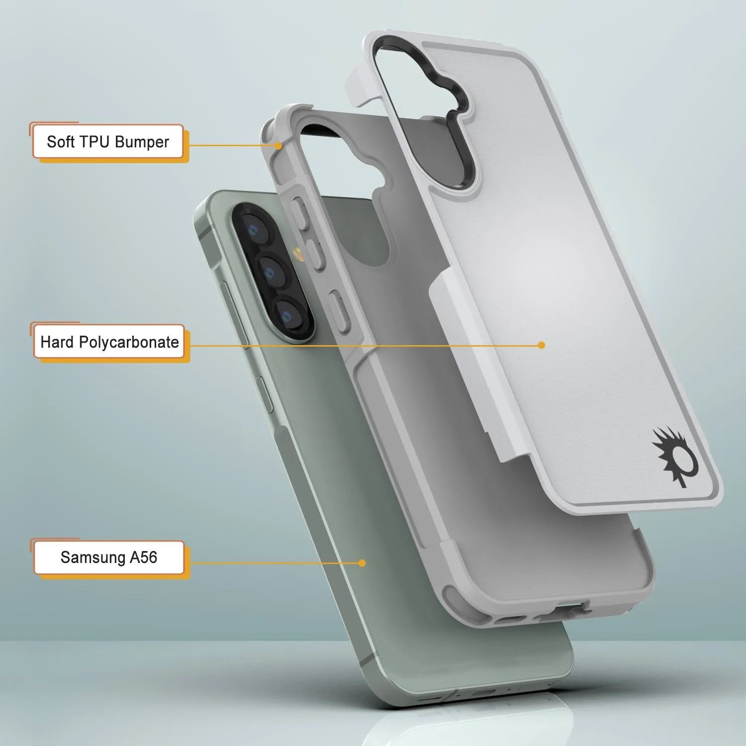 PunkCase Galaxy A56 Case, [Spartan 2.0 Series] Clear Rugged Heavy Duty Cover [White]