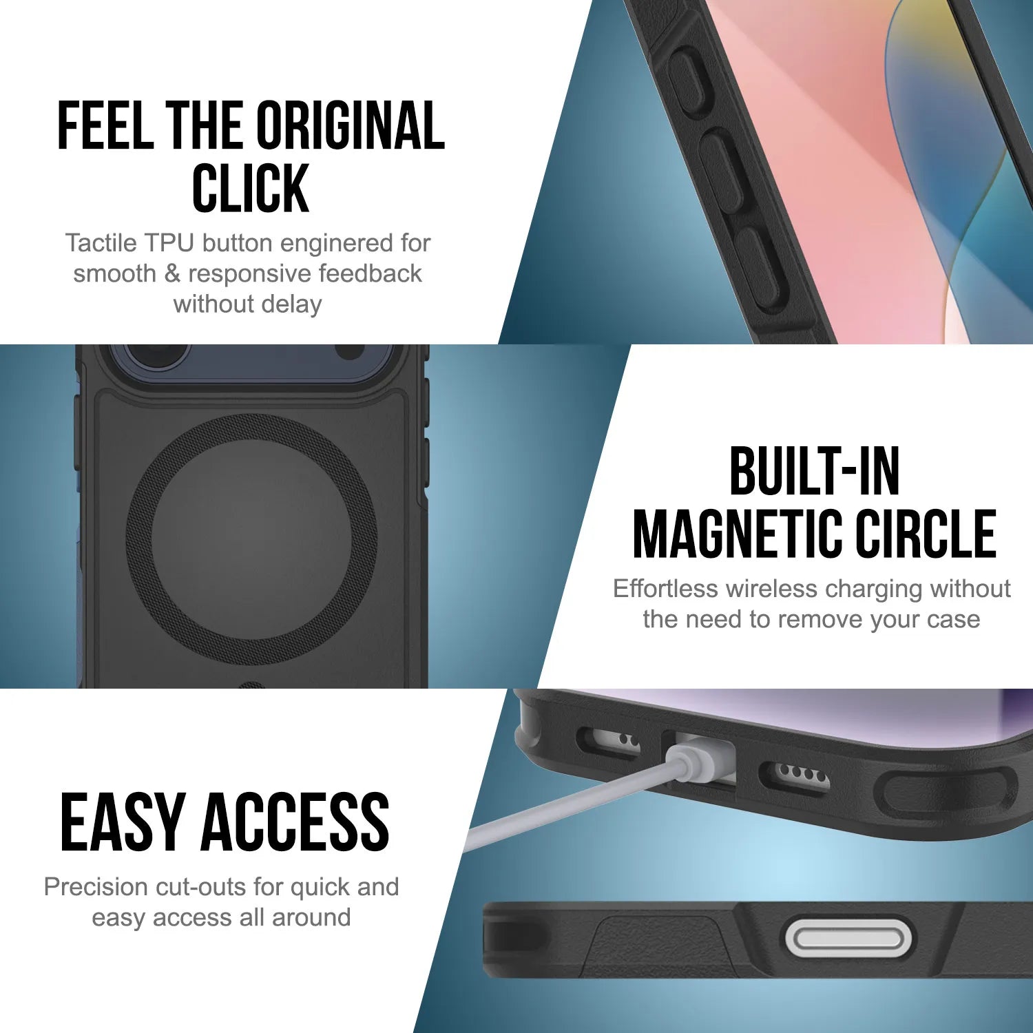 PunkCase iPhone 17 Pro Case, [Spartan 2.0 Series] Clear Rugged Heavy Duty Cover W/Built in Screen Protector [Black]