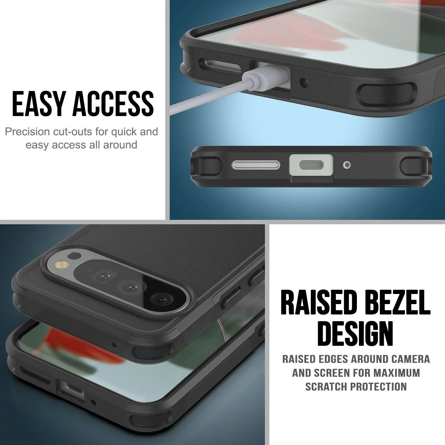 PunkCase Google Pixel 9 Pro Case, [Spartan 2.0 Series] Clear Rugged Heavy Duty Cover W/Built in Screen Protector [Dark Green]