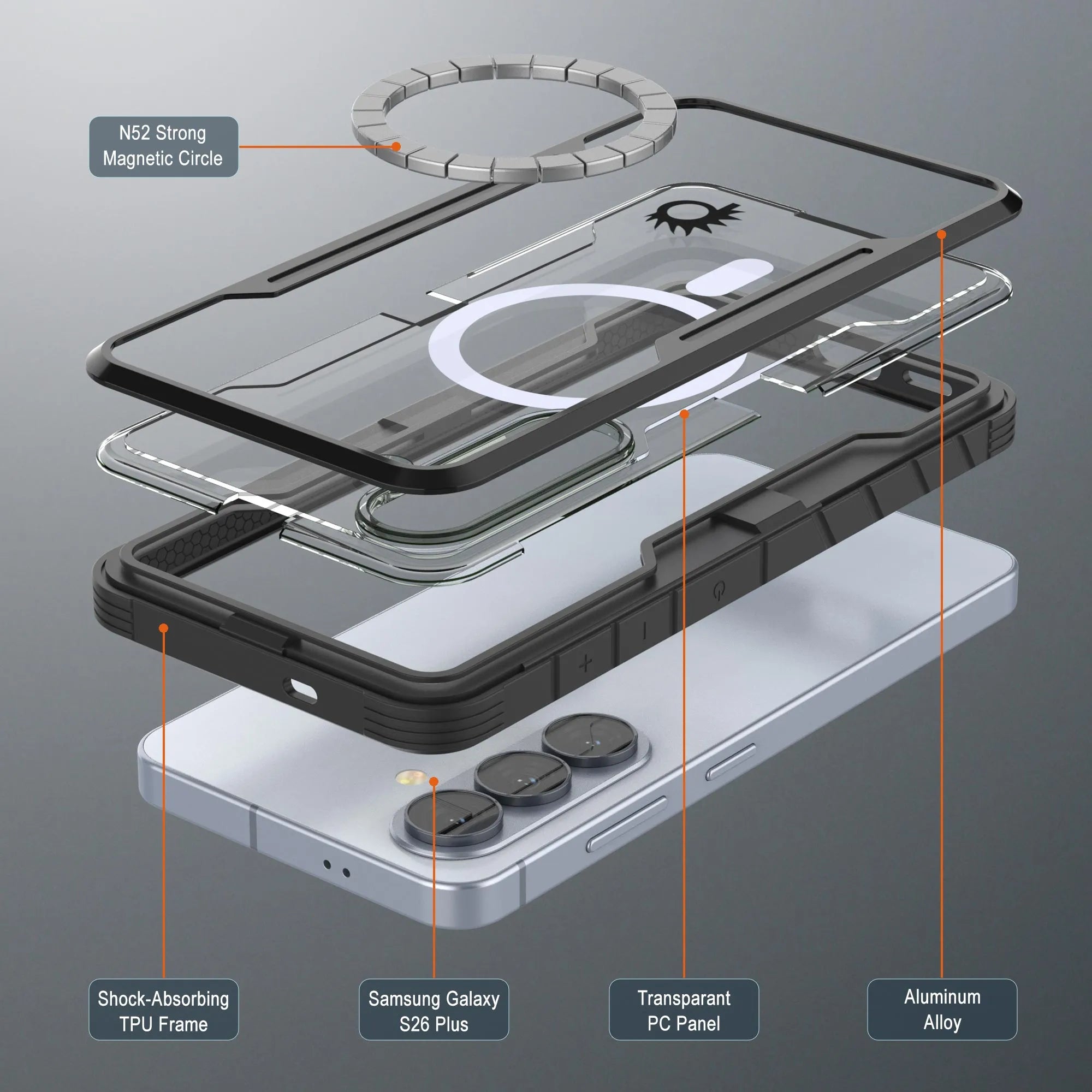 Punkcase S26+ Plus Armor Stealth Case Protective Military Grade Multilayer Cover [Black]