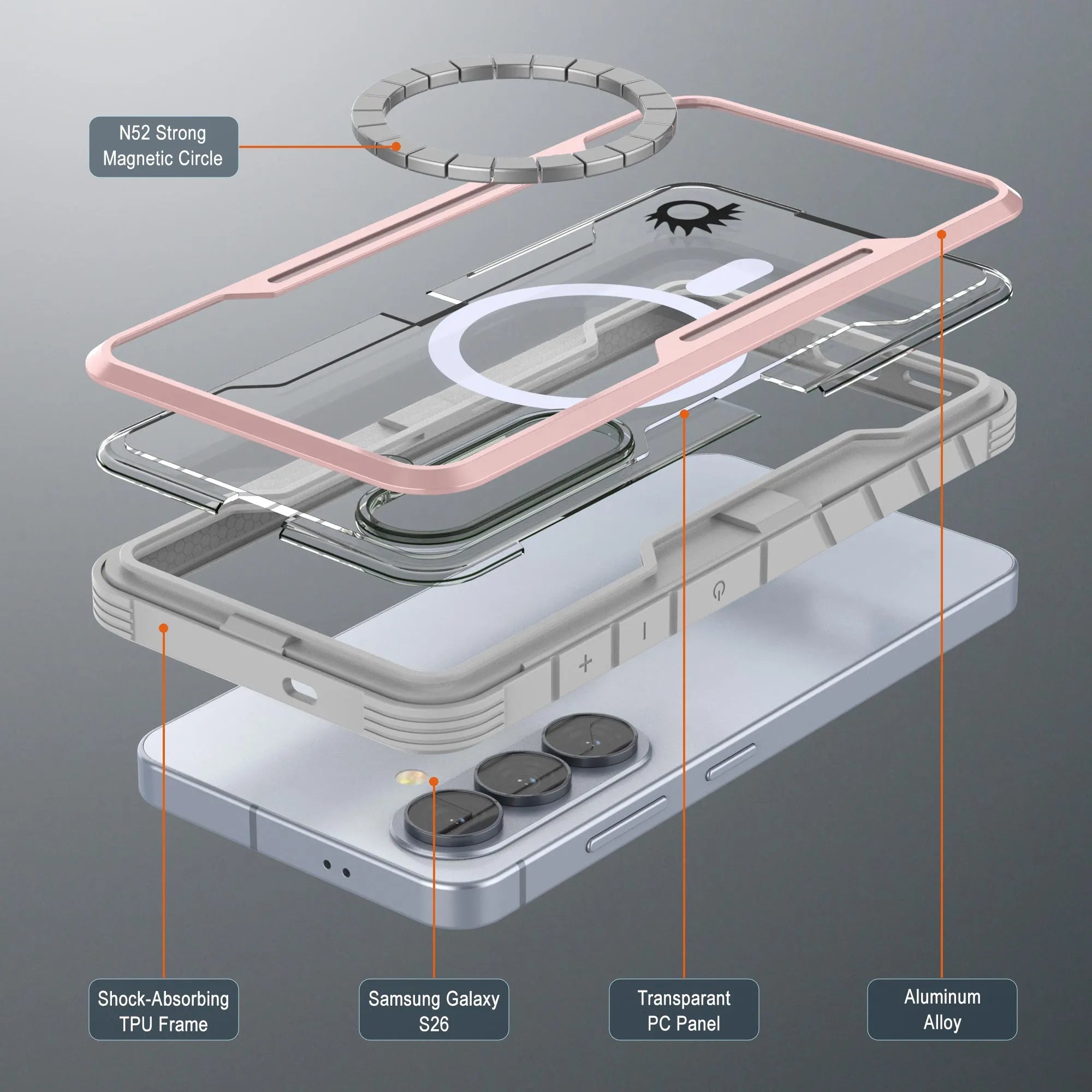 Punkcase S26 Armor Stealth Case Protective Military Grade Multilayer Cover [Rose-Gold]