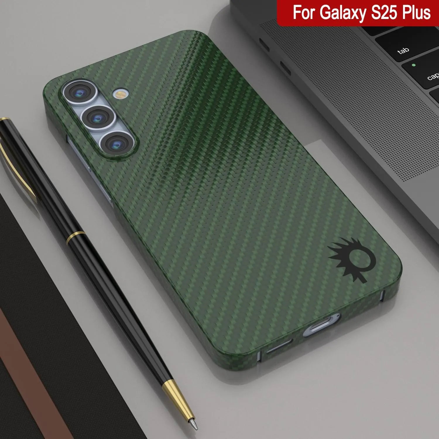Punkcase Galaxy S25 Plus Carbon Fiber Case [AramidShield Series] Ultra Slim & Light Kevlar [Green]
