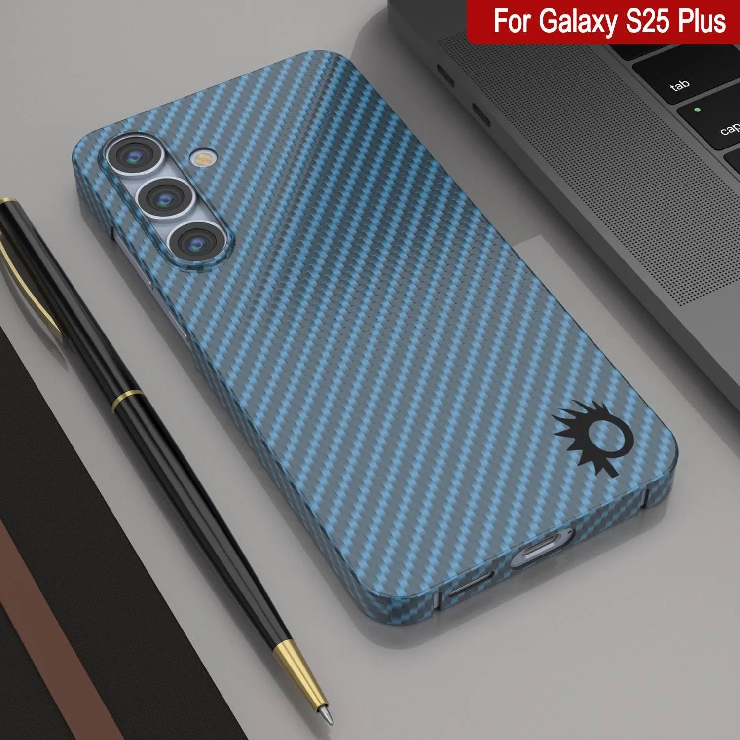 Punkcase Galaxy S25 Plus Carbon Fiber Case [AramidShield Series] Ultra Slim & Light Kevlar [Blue]