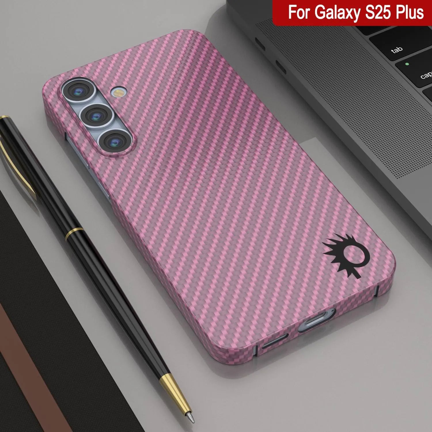 Punkcase Galaxy S25 Plus Carbon Fiber Case [AramidShield Series] Ultra Slim & Light Kevlar [Pink]