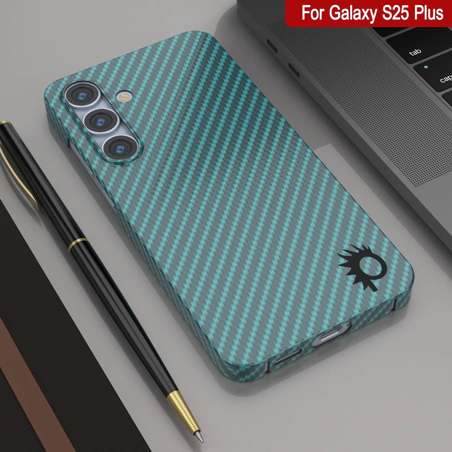 Punkcase Galaxy S25 Plus Carbon Fiber Case [AramidShield Series] Ultra Slim & Light Kevlar [Teal]