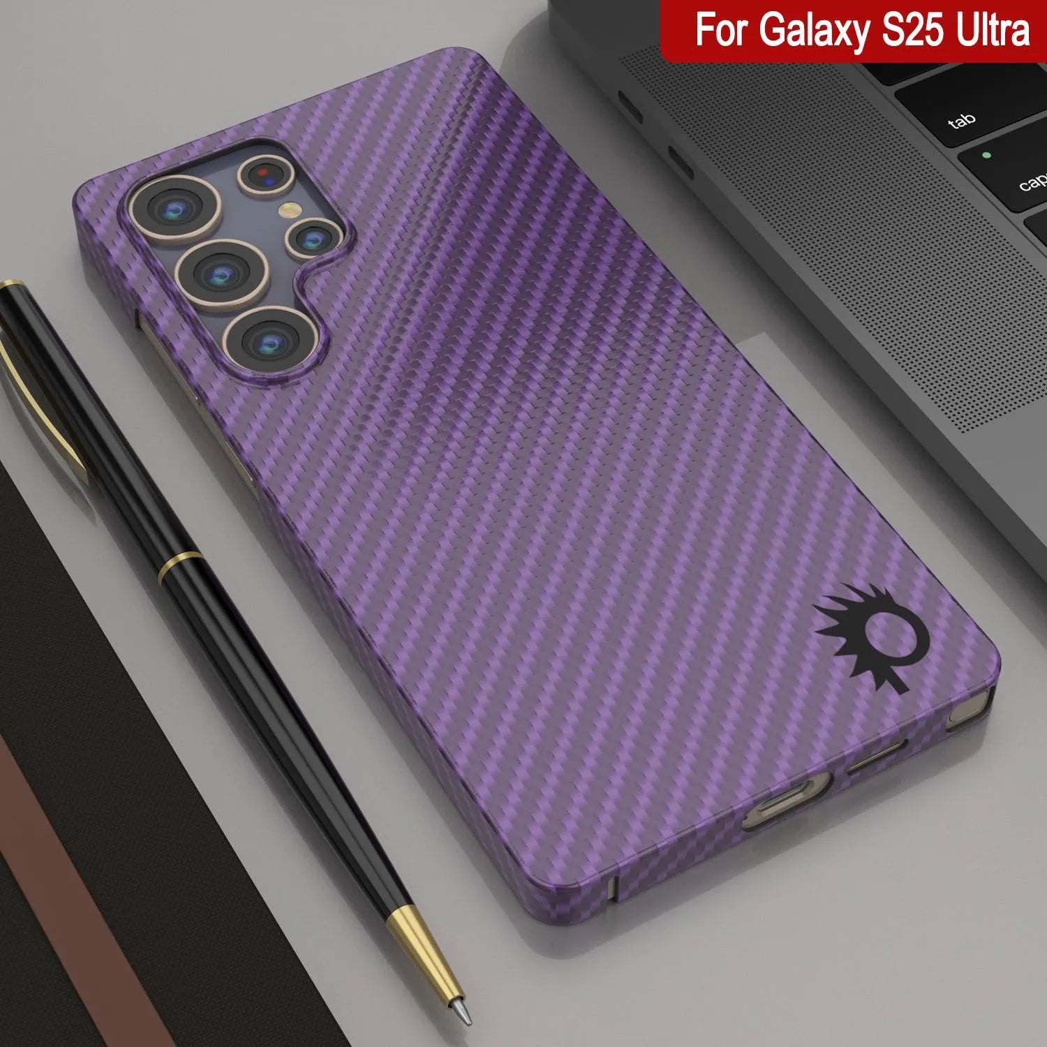 Punkcase Galaxy S25 Ultra Carbon Fiber Case [AramidShield Series] Ultra Slim & Light Kevlar [Purple]