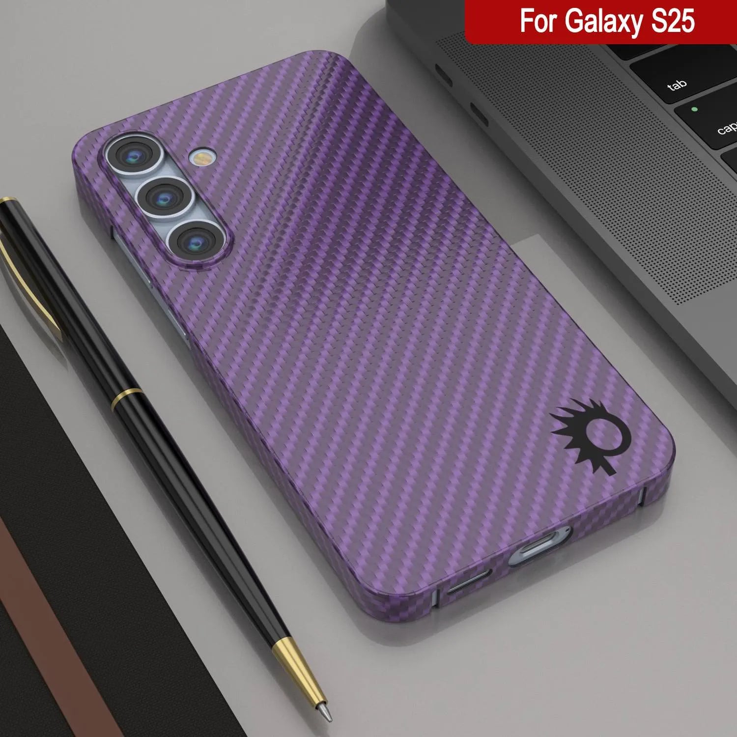 Punkcase Galaxy S25 Carbon Fiber Case [AramidShield Series] Ultra Slim & Light Kevlar [Purple]