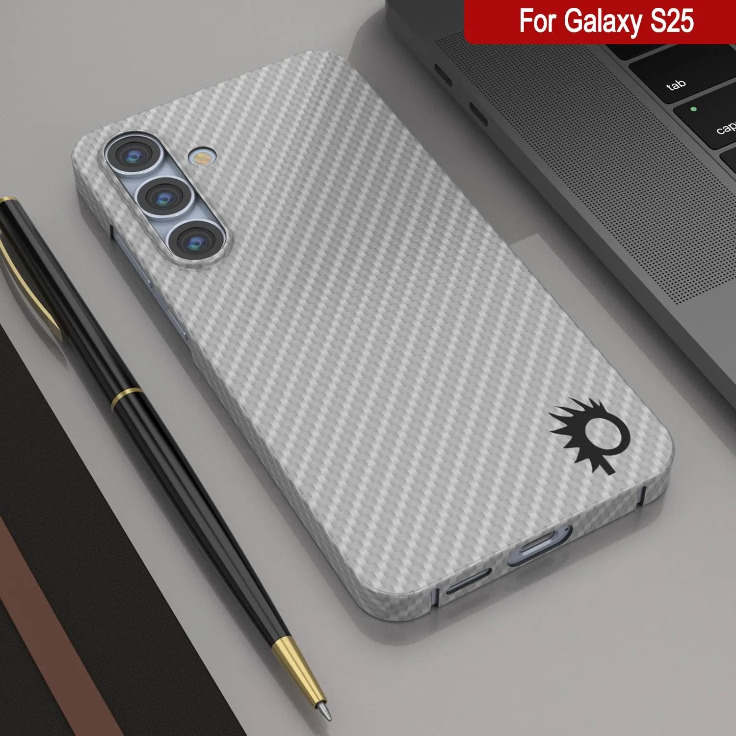 Punkcase Galaxy S25 Carbon Fiber Case [AramidShield Series] Ultra Slim & Light Kevlar [White]