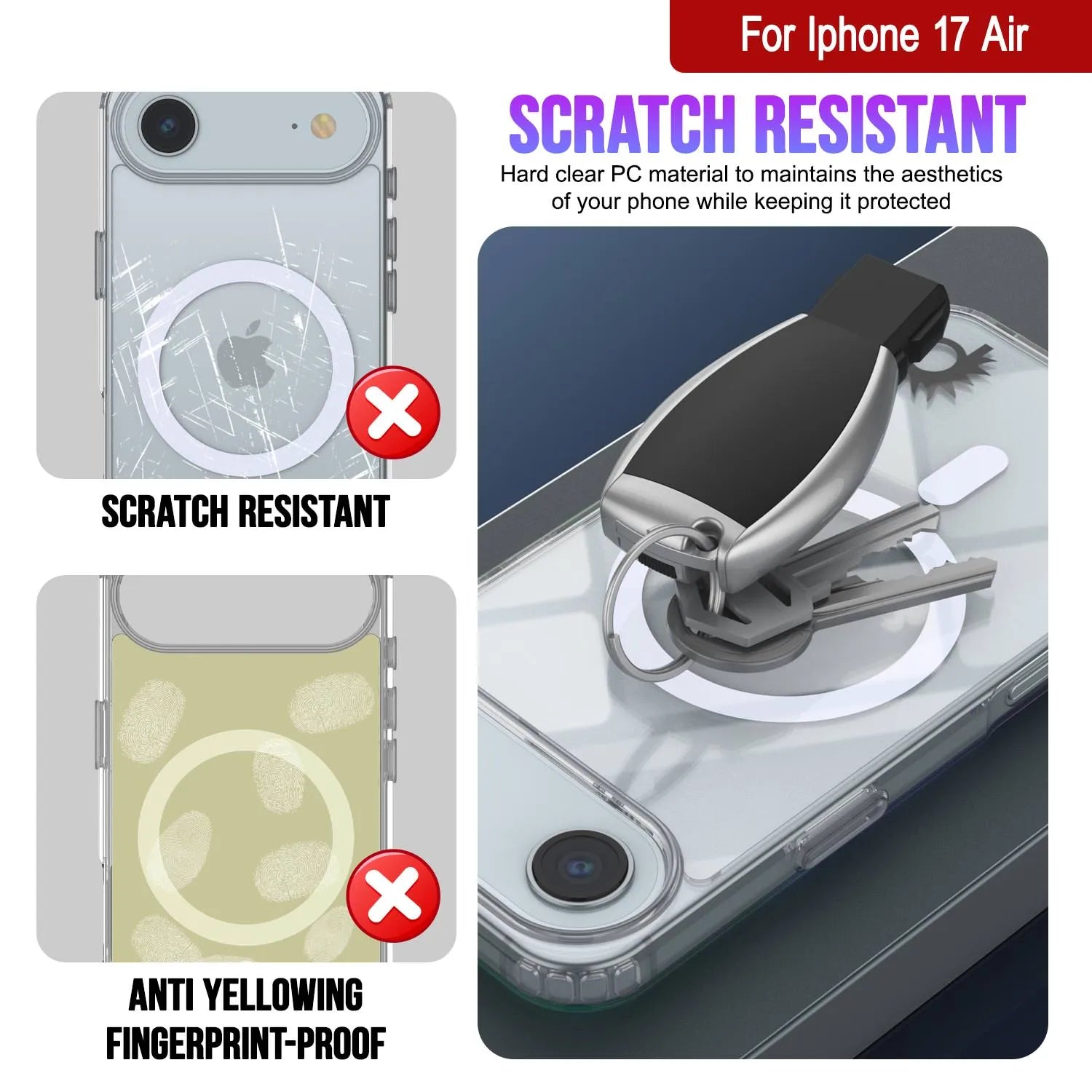 Punkcase iPhone 17 Air Magnetic Wireless Charging Case [ClearMag Series][Clear]