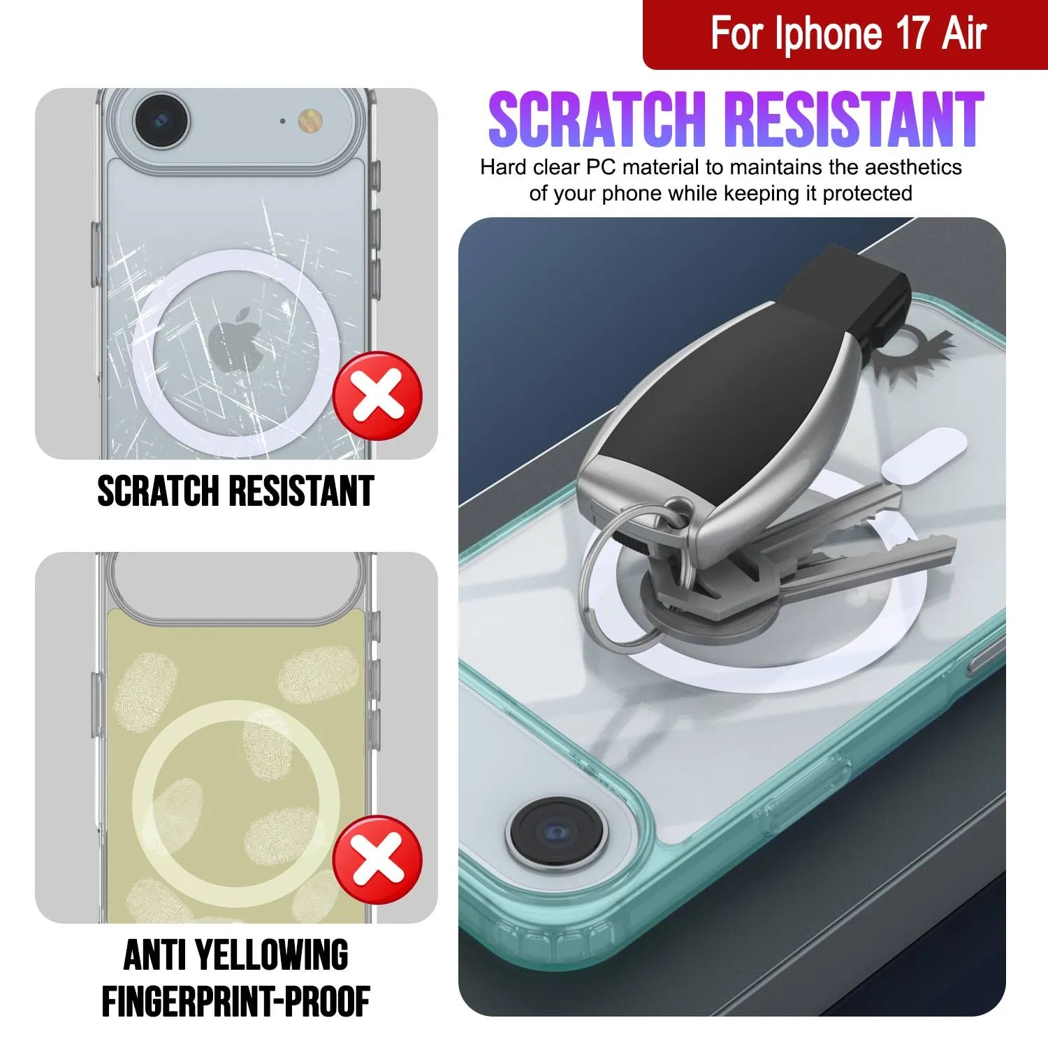 Punkcase iPhone 17 Air Magnetic Wireless Charging Case [ClearMag Series][Teal]