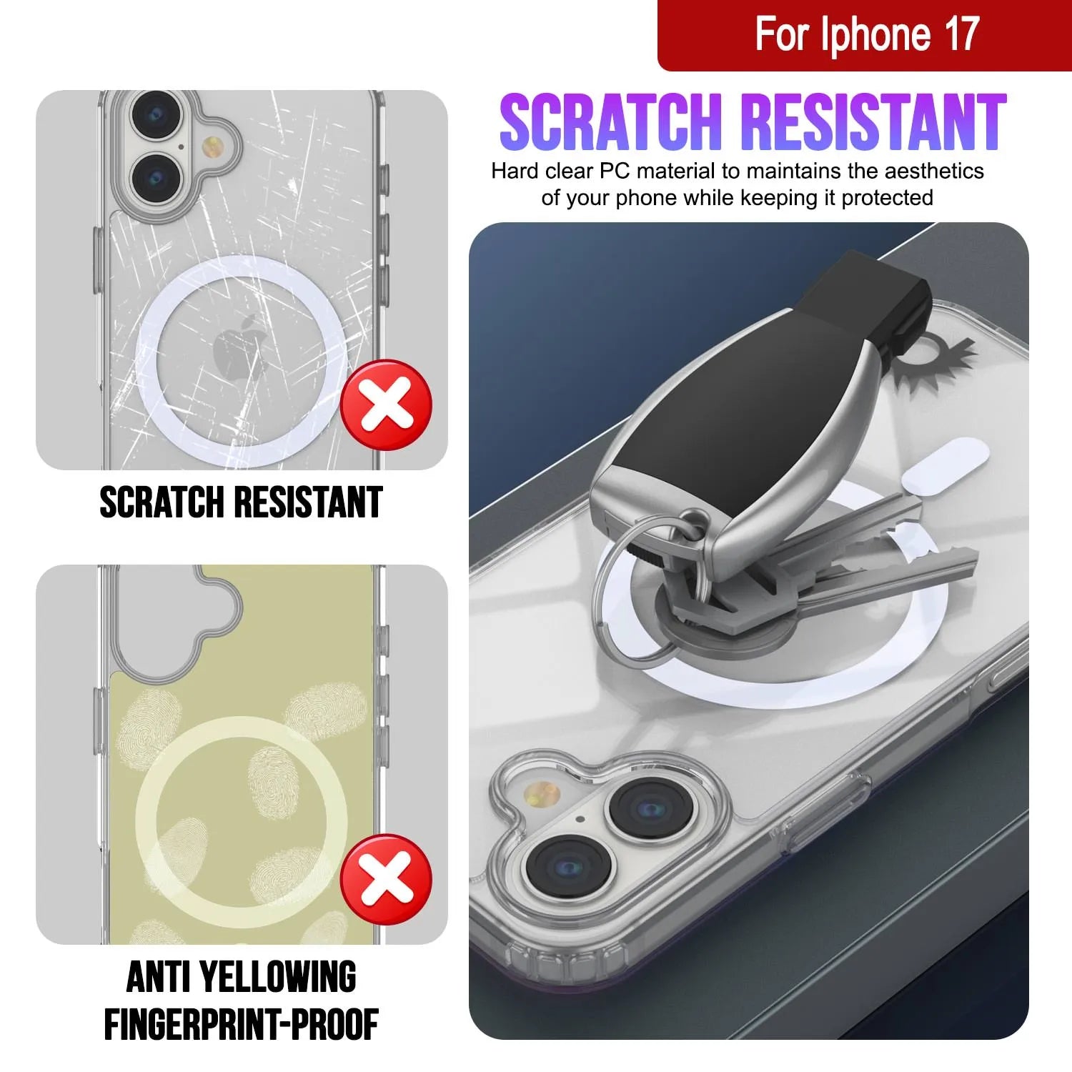 Punkcase iPhone 17 Magnetic Wireless Charging Case [ClearMag Series][Clear]