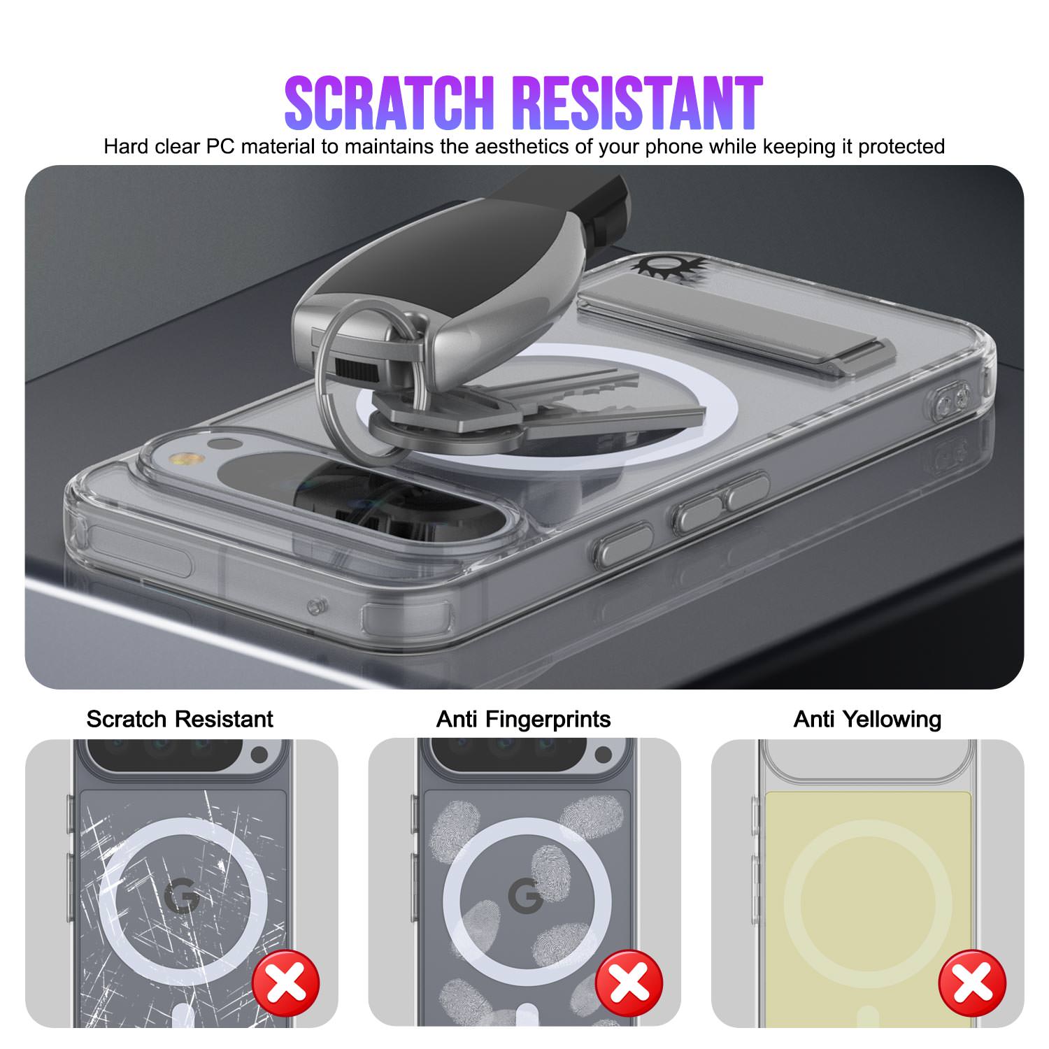 PunkCase for Google Pixel 10 Pro XL [Crystal Kickstand Series] Magnetic Clear Case w/Kickstand