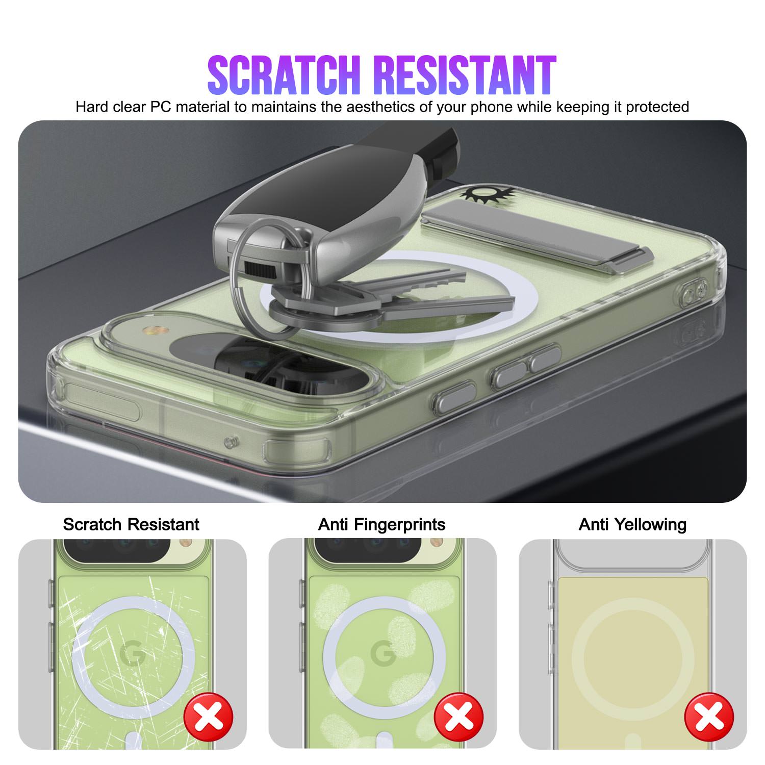 PunkCase for Google Pixel 10 [Crystal Kickstand Series] Magnetic Clear Case w/Kickstand