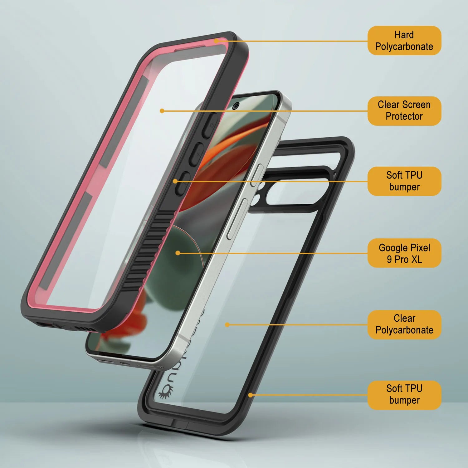 Google Pixel 9 Pro XL Waterproof Case, Punkcase [Extreme Series] Armor Cover W/ Built In Screen Protector [Pink]