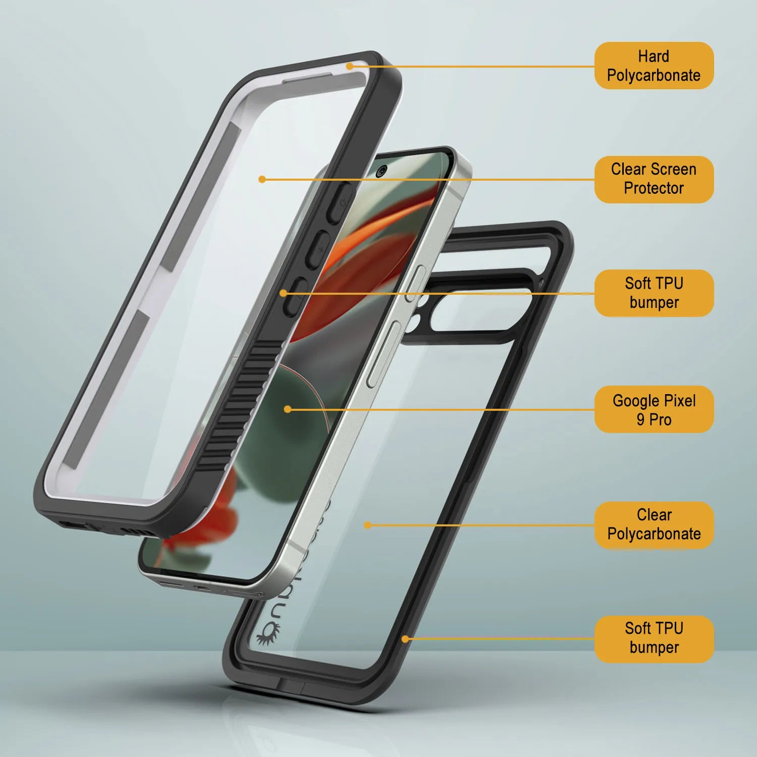 Google Pixel 9 Pro Waterproof Case, Punkcase [Extreme Series] Armor Cover W/ Built In Screen Protector [White]