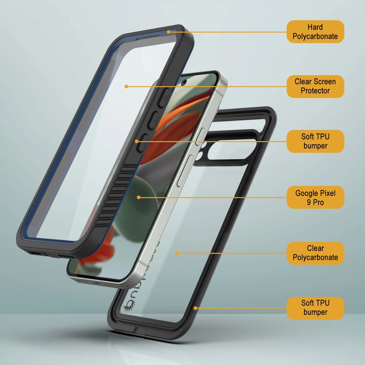 Google Pixel 9 Pro Waterproof Case, Punkcase [Extreme Series] Armor Cover W/ Built In Screen Protector [Navy Blue]