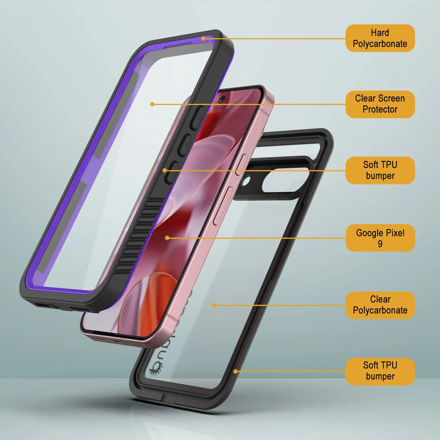 Google Pixel 9  Waterproof Case, Punkcase [Extreme Series] Armor Cover W/ Built In Screen Protector [Purple]