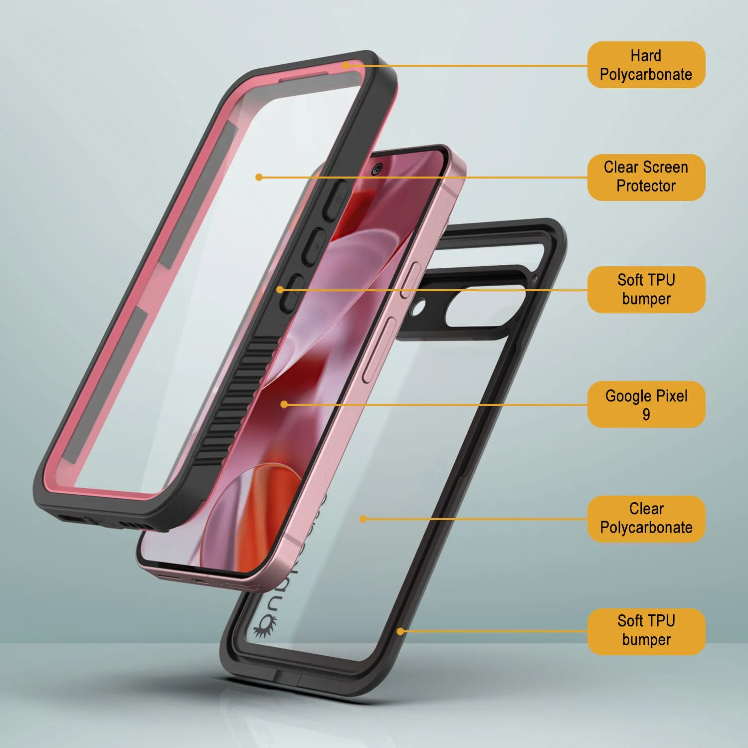 Google Pixel 9  Waterproof Case, Punkcase [Extreme Series] Armor Cover W/ Built In Screen Protector [Pink]