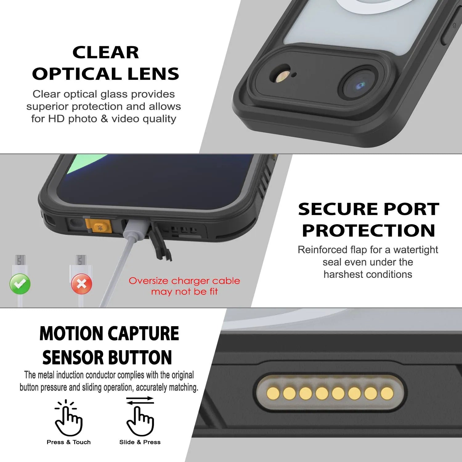 iPhone 17 Air Waterproof Case, Punkcase [Extreme Series] Armor Cover W/ Built In Screen Protector [White]