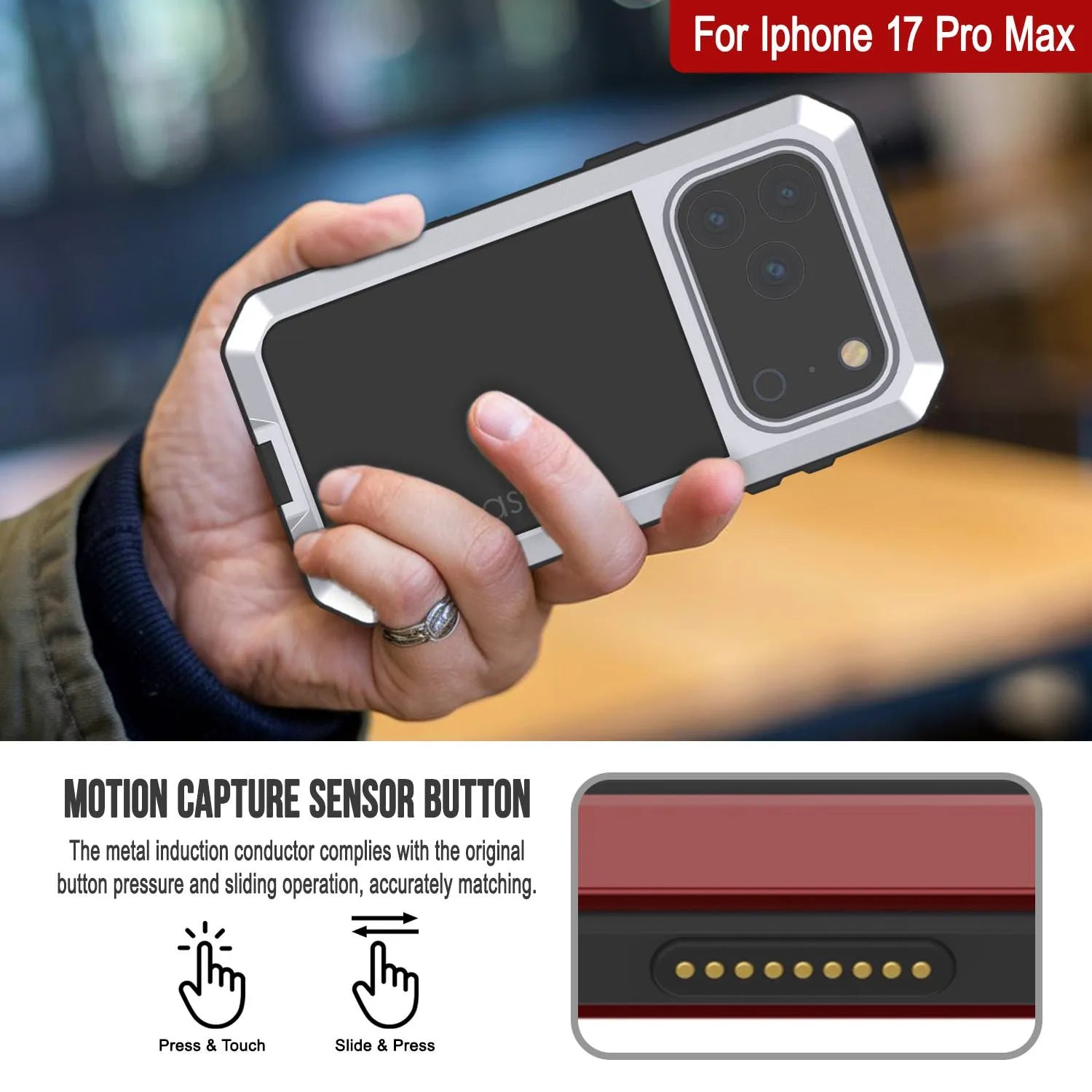 iPhone 17 Pro Max Metal Case, Heavy Duty Military Grade Armor Cover [shock proof] Full Body Hard [White]