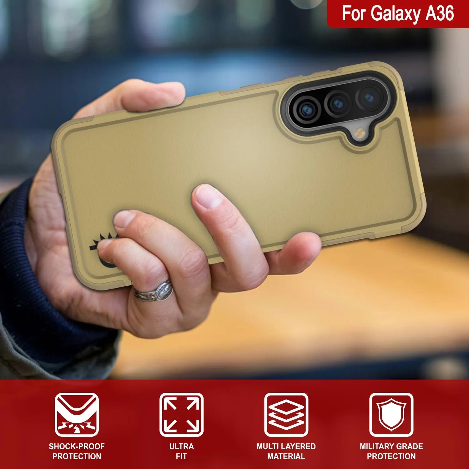 PunkCase Galaxy A36 Case, [Spartan 2.0 Series] Clear Rugged Heavy Duty Cover [Yellow]