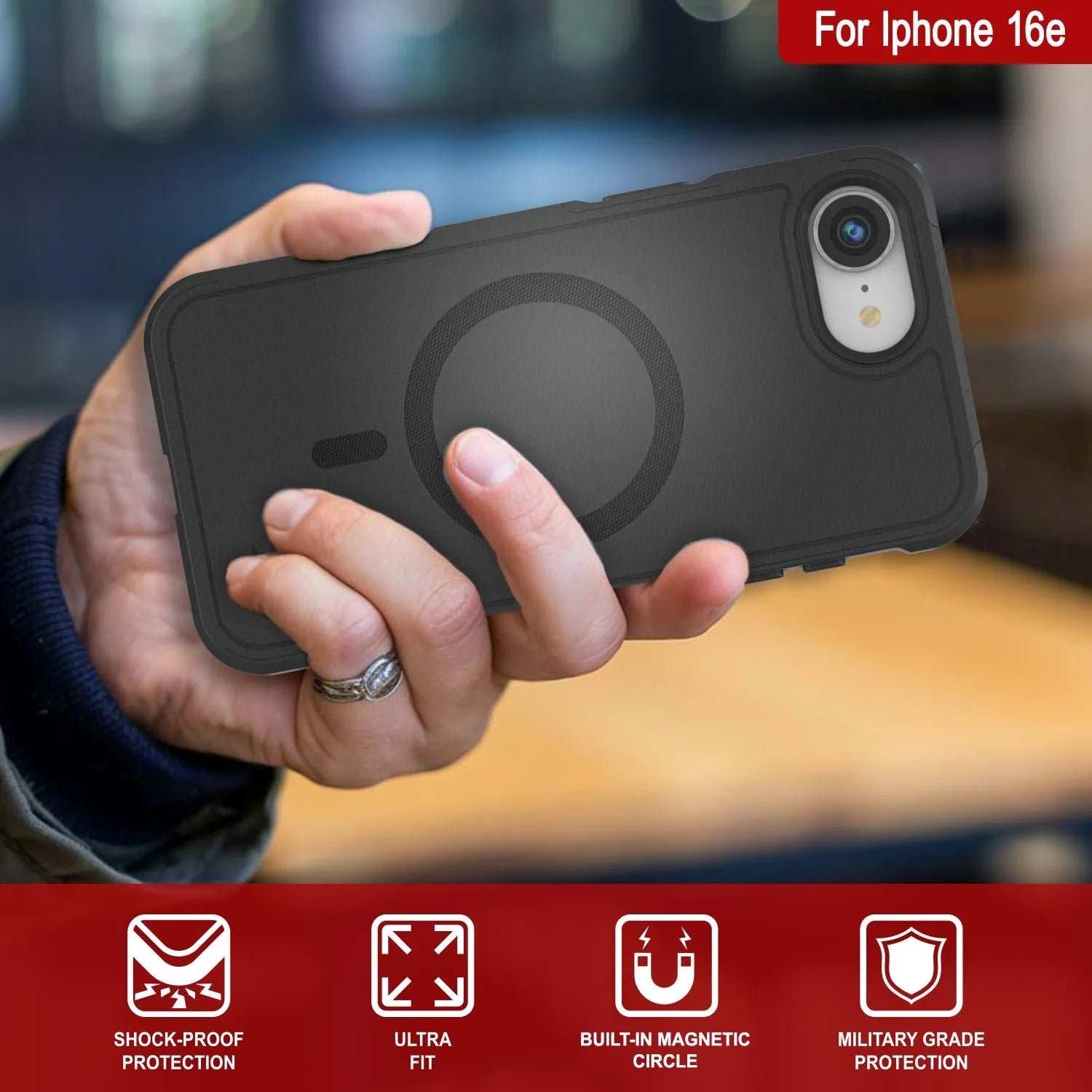 PunkCase iPhone 16e Case, [Spartan 2.0 Series] Clear Rugged Heavy Duty Cover W/Built in Screen Protector [Black]