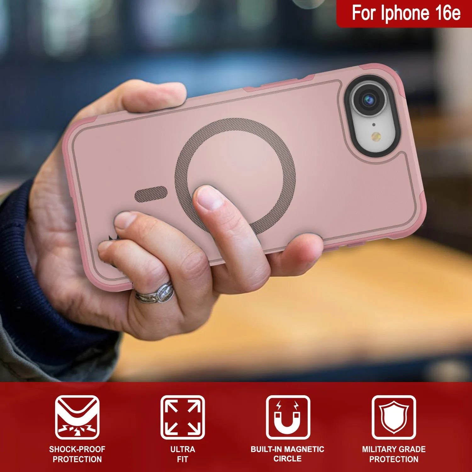PunkCase iPhone 16e Case, [Spartan 2.0 Series] Clear Rugged Heavy Duty Cover W/Built in Screen Protector [pink]
