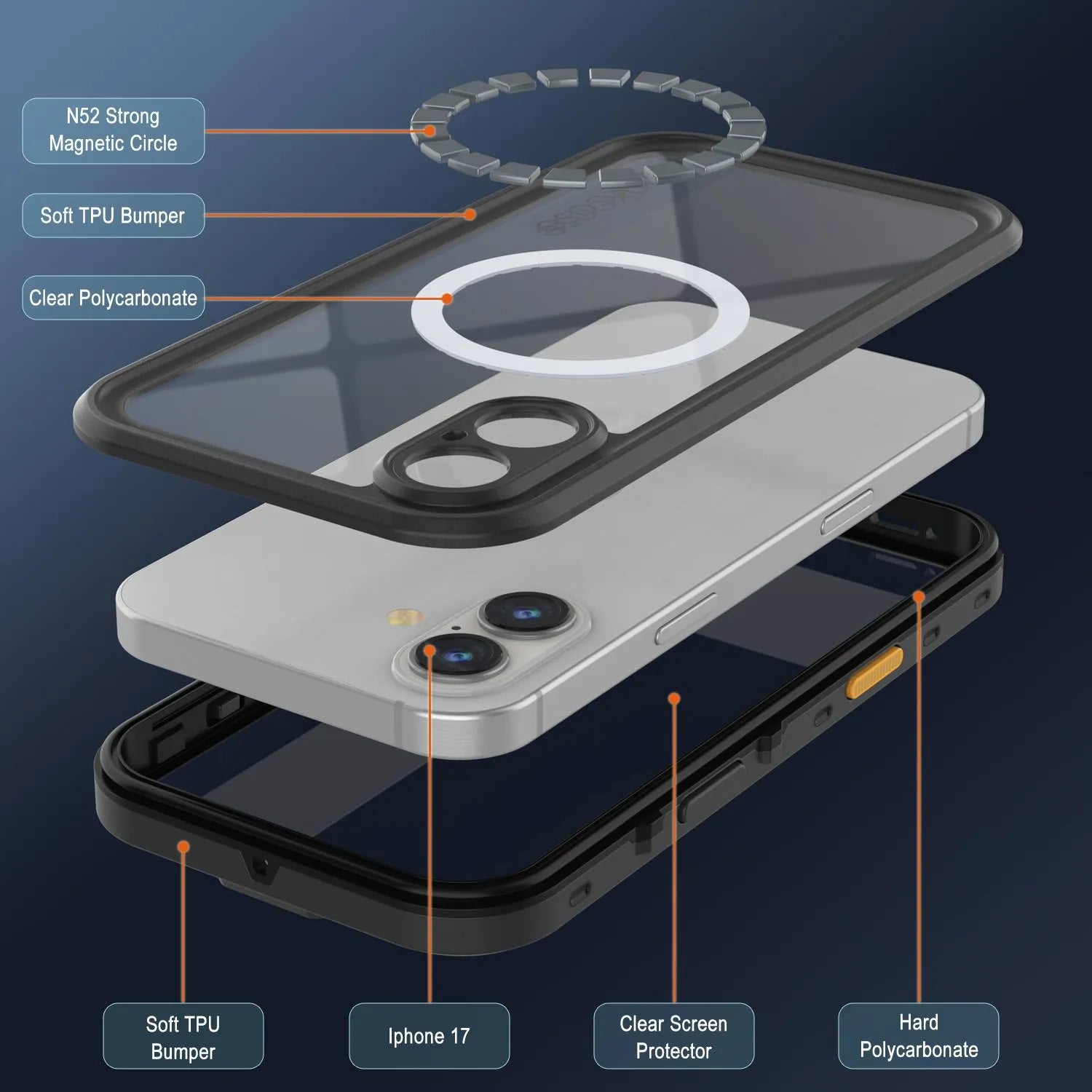 iPhone 17 Waterproof IP68 Case, Punkcase [Black] [StudStar Series] [Slim Fit]