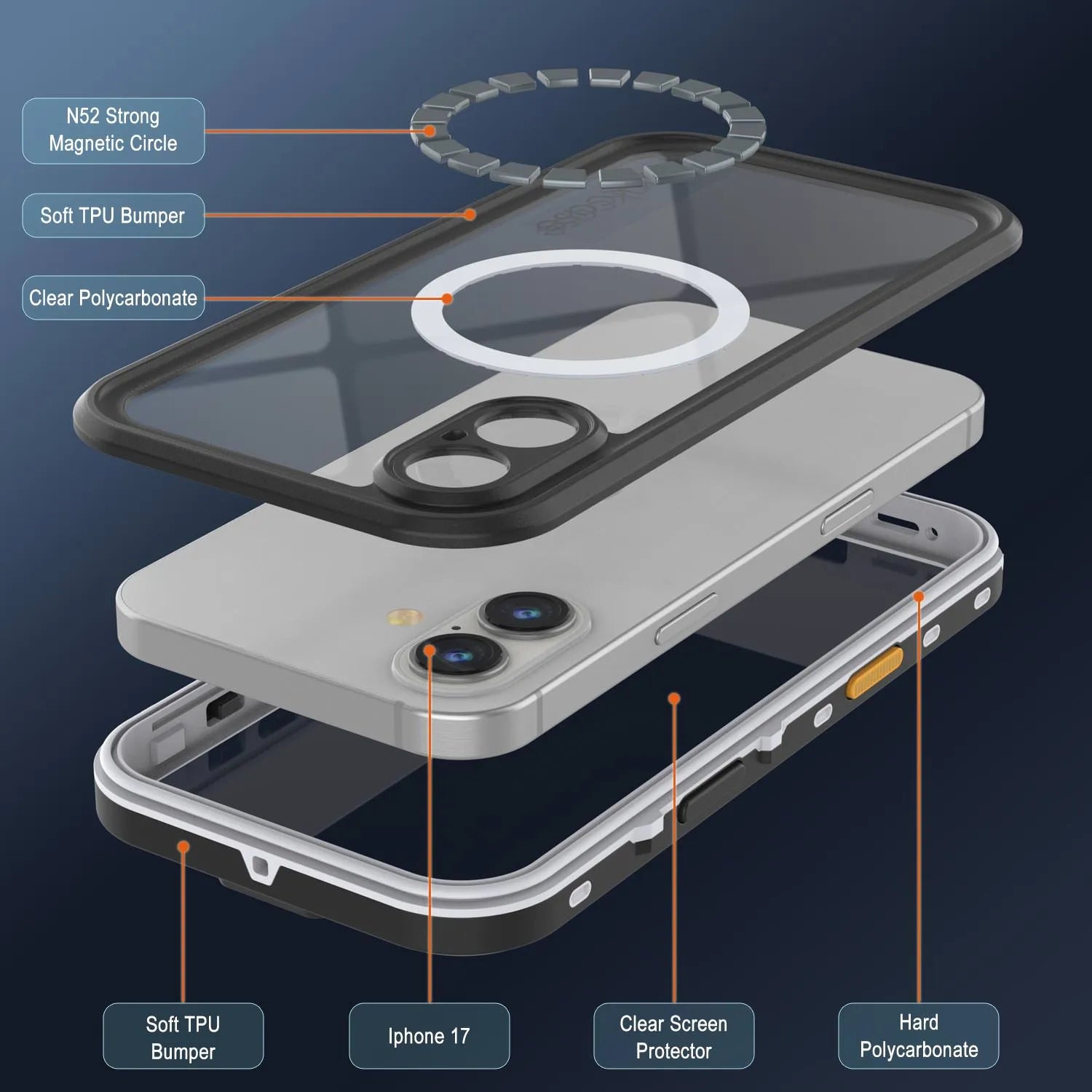 iPhone 17 Waterproof IP68 Case, Punkcase [White] [StudStar Series] [Slim Fit] [Dirtproof]