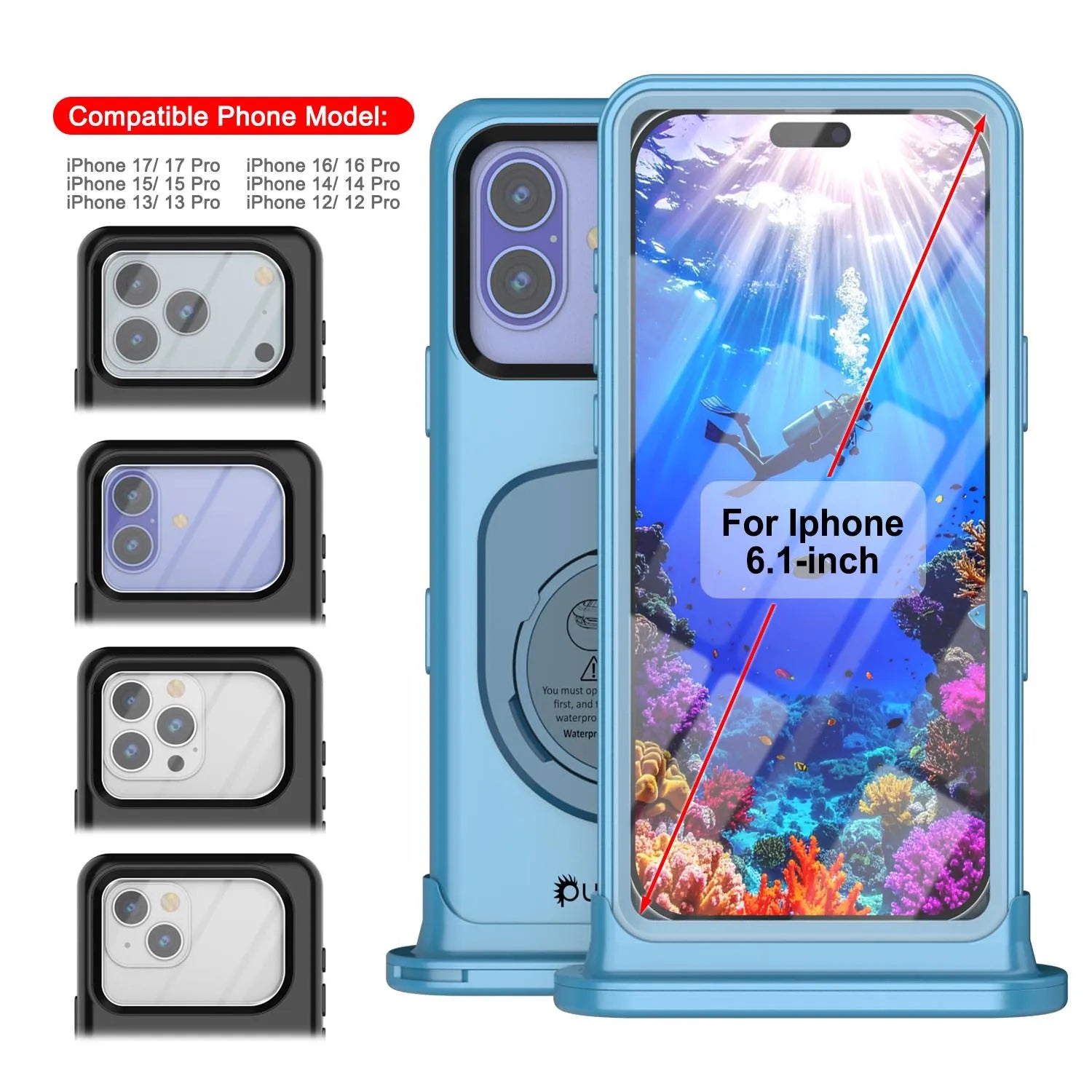 Punkcase Universal 2.0 Waterproof Phone Case for 6.1–6.3" [Blue]