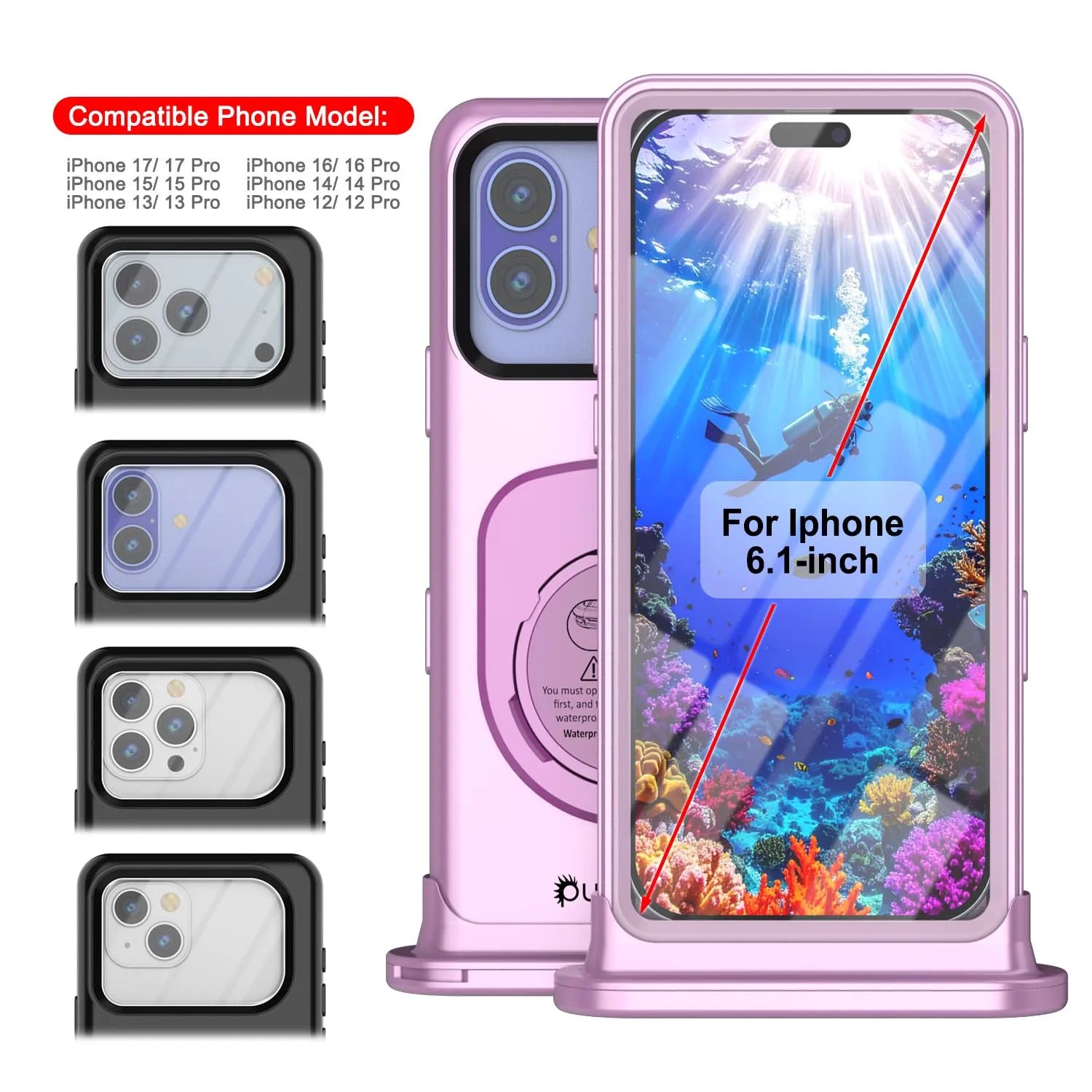 Punkcase Universal 2.0 Waterproof Phone Case for 6.1–6.3" [Pink]