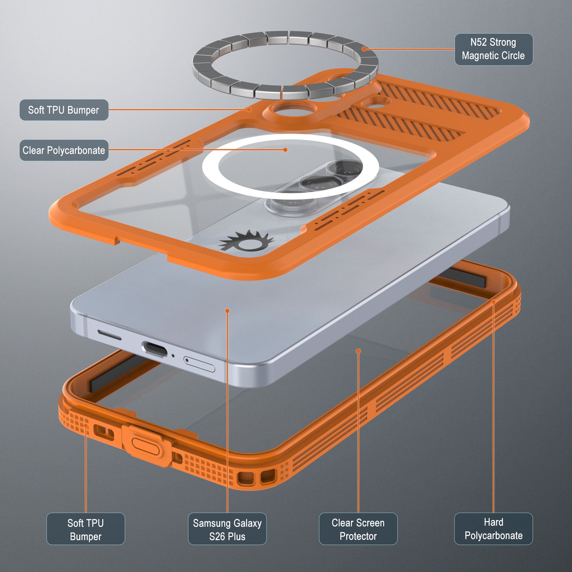 Galaxy S26+ Plus Waterproof Case [Alpine 2.0 Series] [Slim Fit] [IP68 Certified] [Shockproof] [Orange]