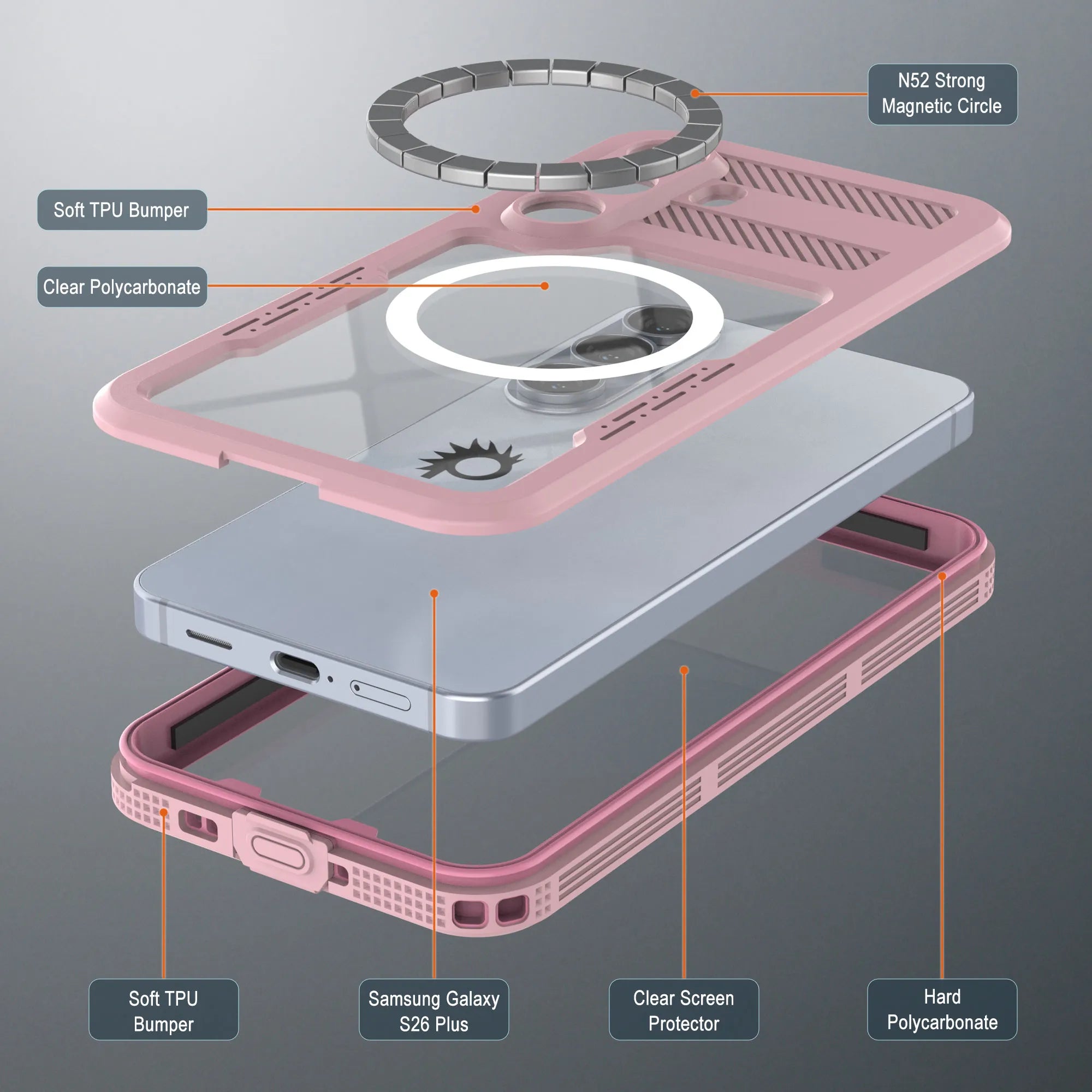 Galaxy S26+ Plus Waterproof Case [Alpine 2.0 Series] [Slim Fit] [IP68 Certified] [Shockproof] [Pink]