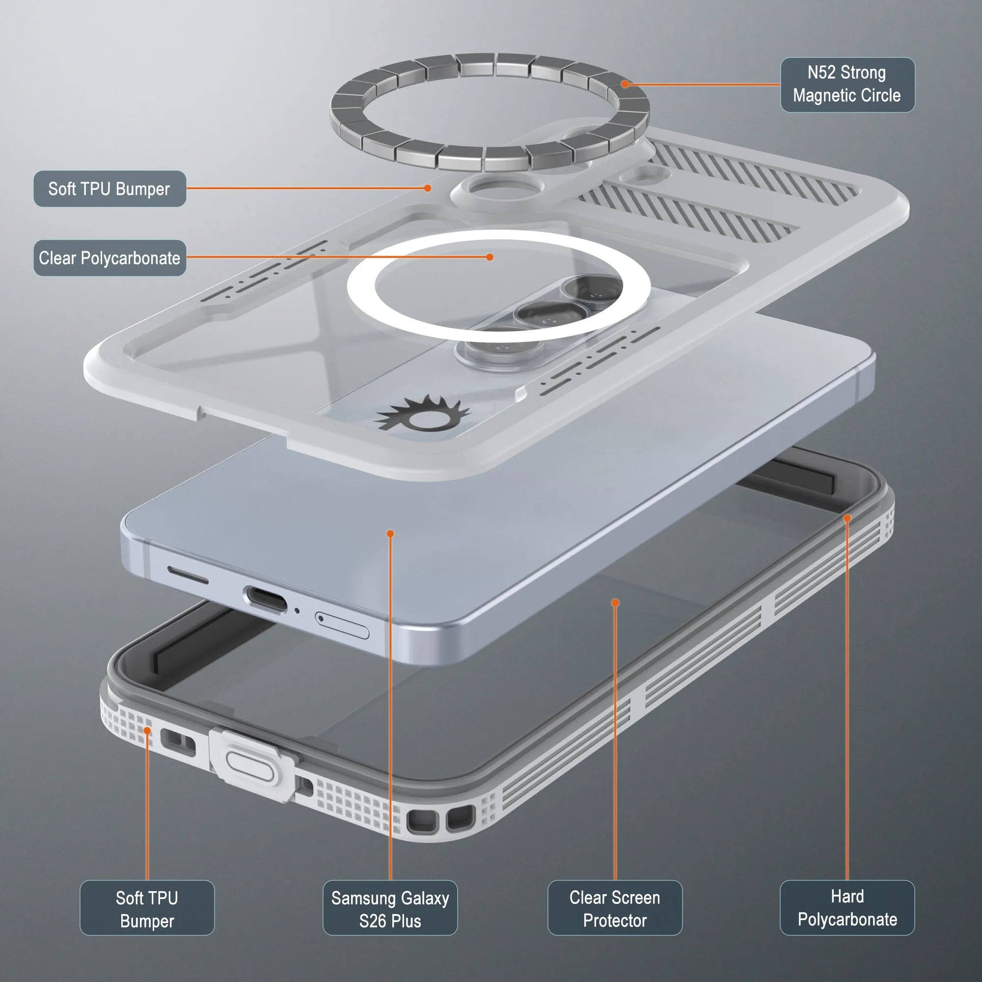Galaxy S26+ Plus Waterproof Case [Alpine 2.0 Series] [Slim Fit] [IP68 Certified] [Shockproof] [White]